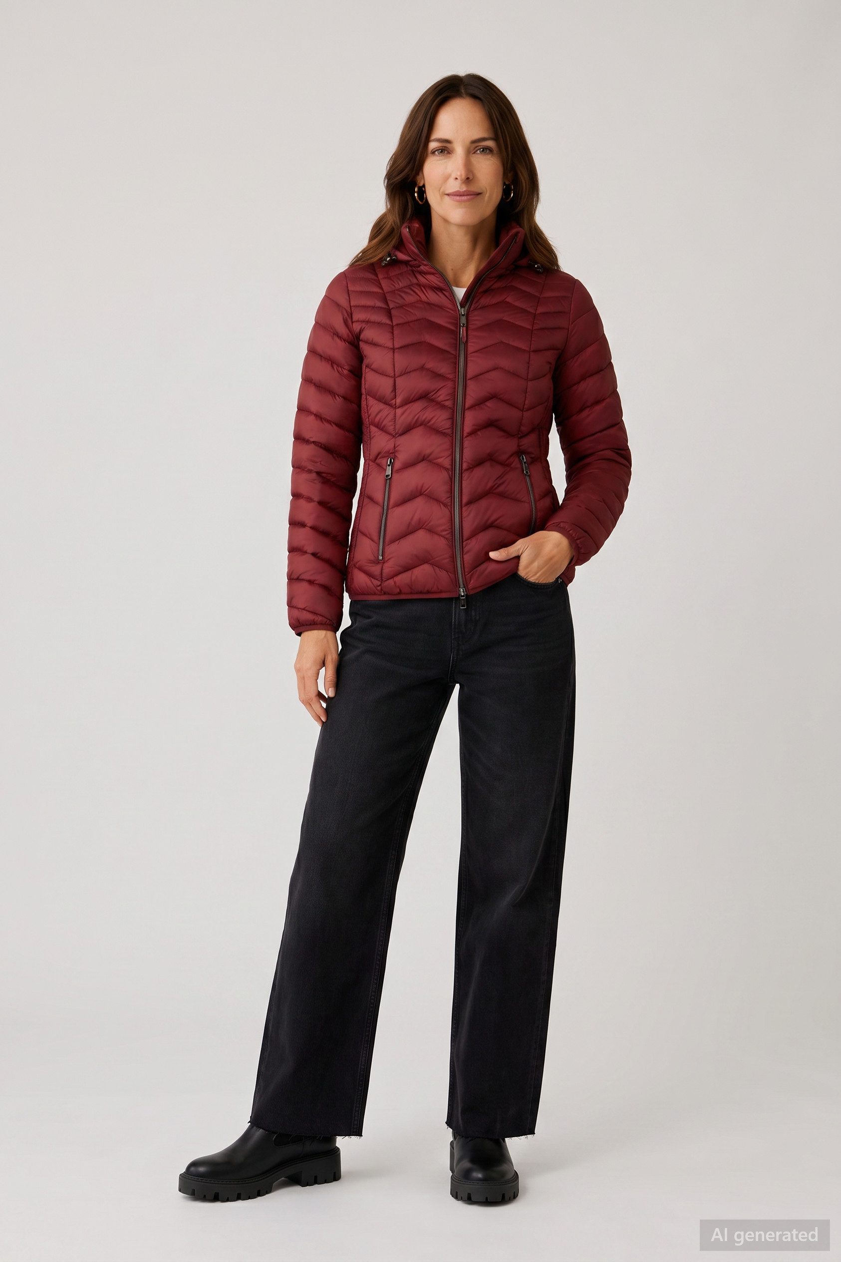 Barbara Lebek Steppjacke Übergangsjacke, Herbstjacke oder Damenjacke mit abnehmbarer Kapuze