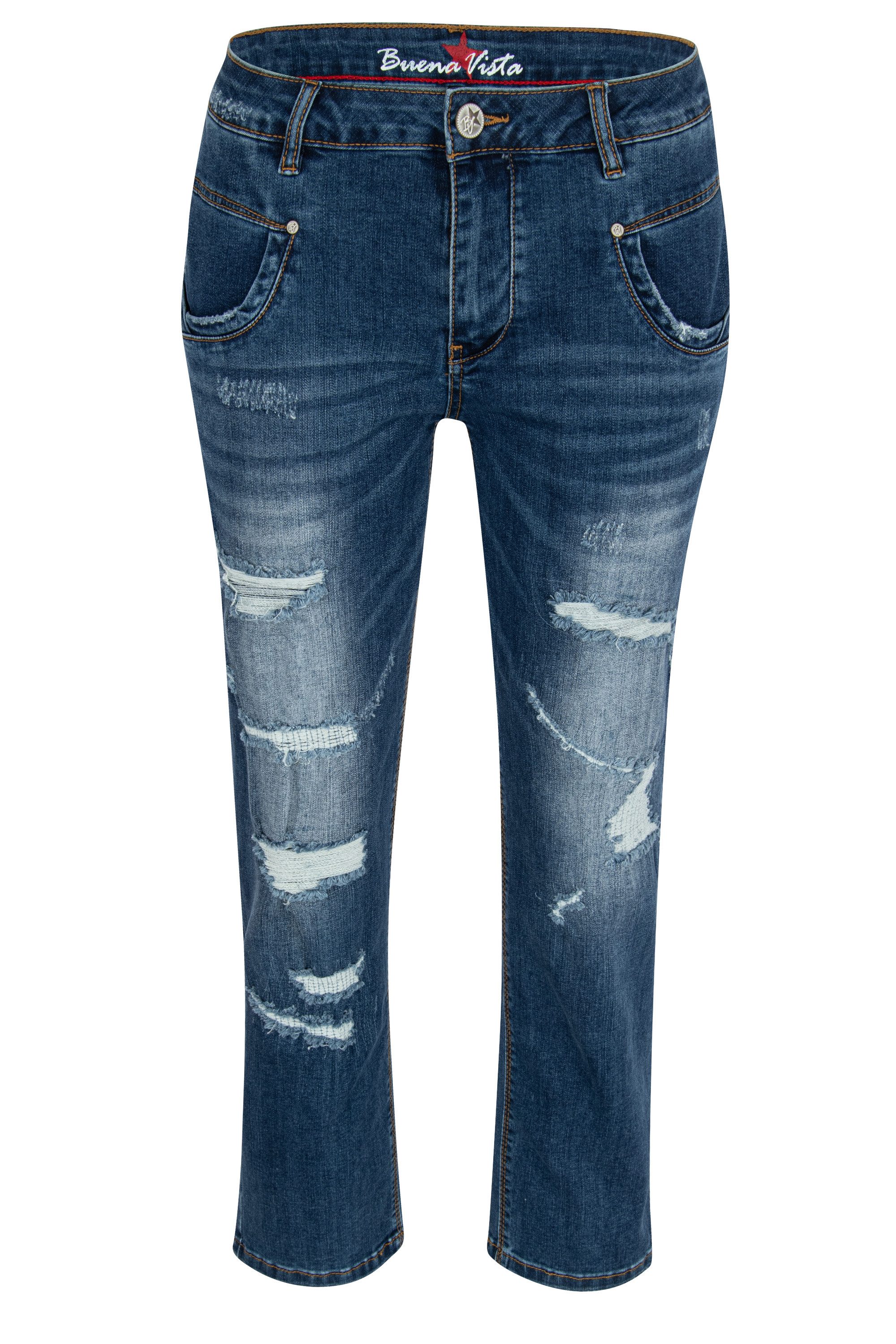 Stretch-Jeans BUENA VISTA ANNA C 7/8 STRAIGHT destroyed repair 2409 B5859 369 D.7622