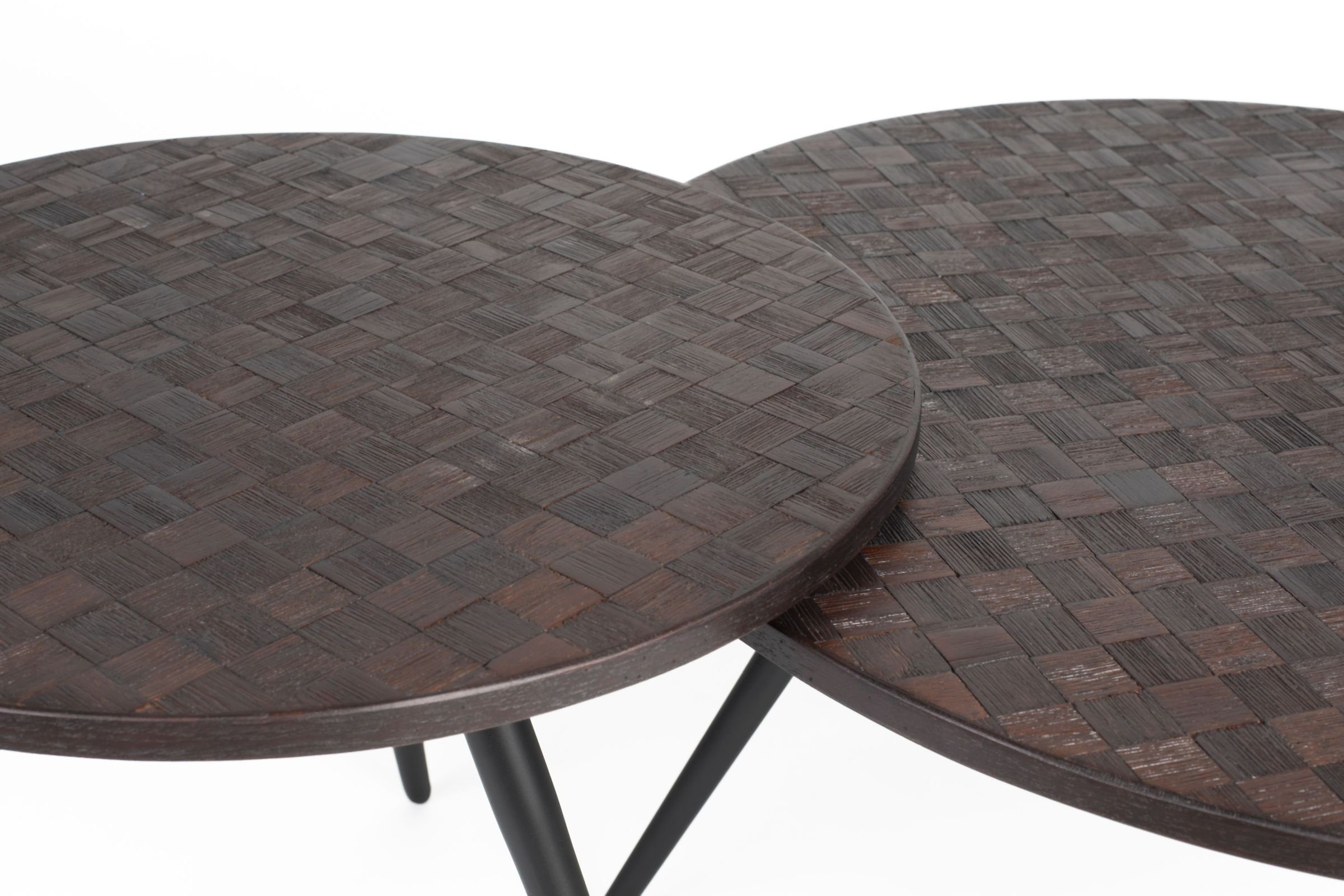 Trendmöbel24 Couchtisch Couchtisch WEBSTER 2-er Set aus recyceltem Teakholzfurnier