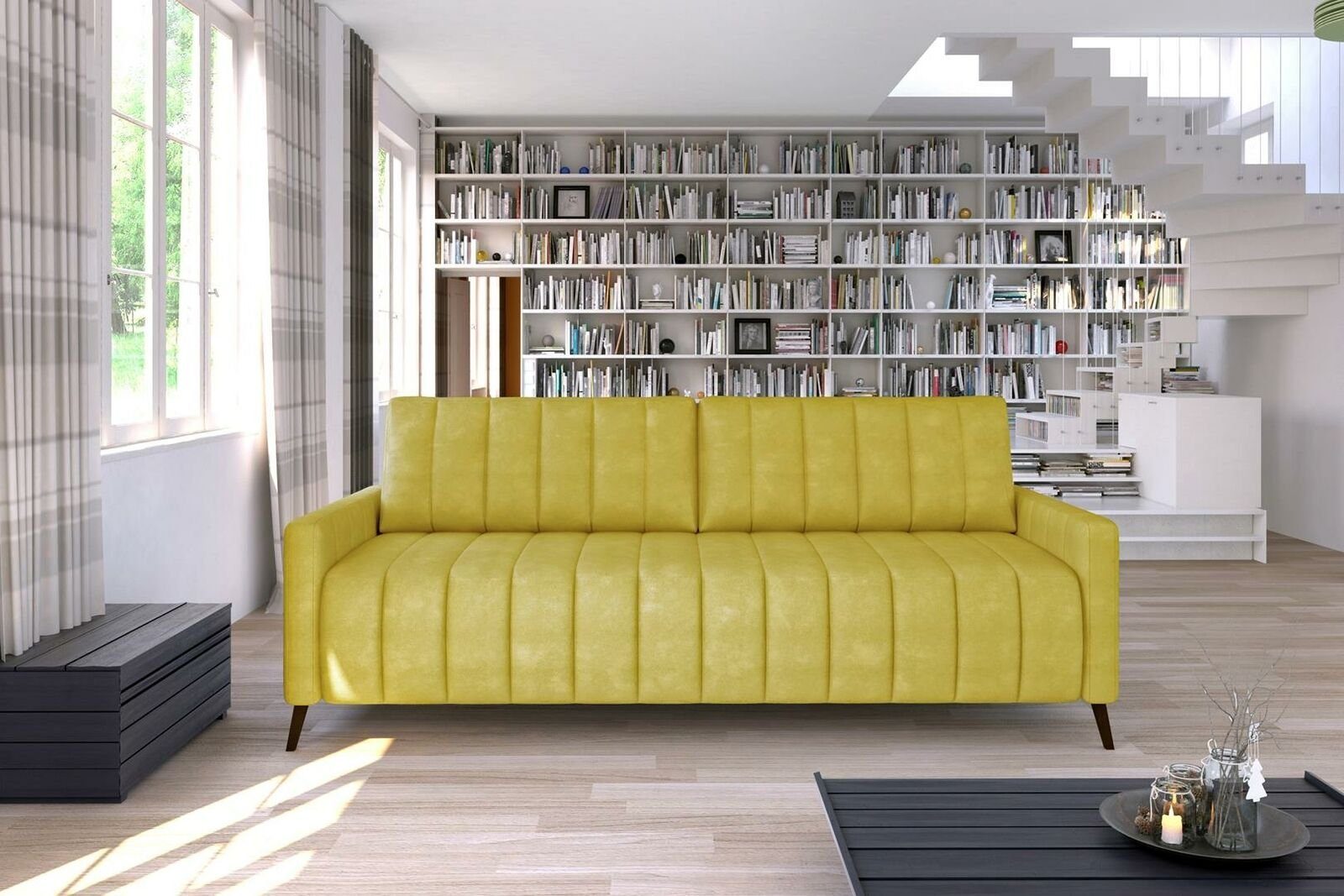 3er Sitz JVmoebel Sofa Dreisitzer Couch Polster Moderne Gelb Sofa, Design
