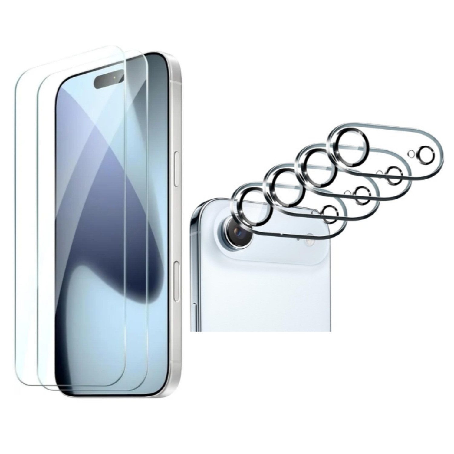 CLM-Tech Displayschutzglas und Kameraschutz für iPhone 17 Air 6,6 Zoll, 2er Set Kameraglas Panzerglas 9H Härte Folie, 2 Stück, Anti-Fingerabdruck und blasenfreie Anbringung
