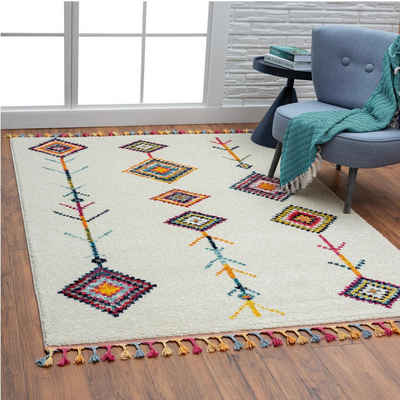 Hochflor-Teppich Marakesh-Teppich Rutschfest, TEPPIA, Höhe: 20 mm, Hochwertiger Teppich aus Polypropylen I Moderner Schlafzimmerteppich
