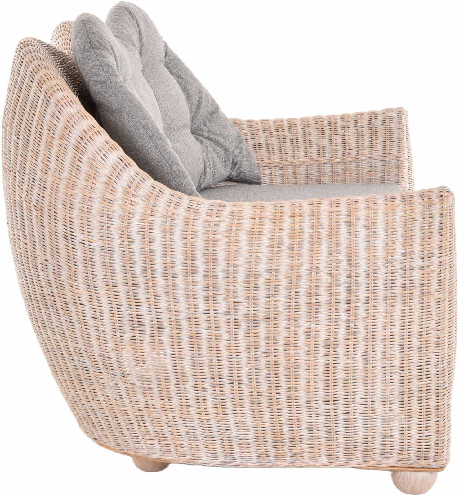 Krines Home Loungesofa Wohnzimmer Rattansofa Nassau Korbsofa Wintergarten Lounge Sofa, Zweisitzersofa