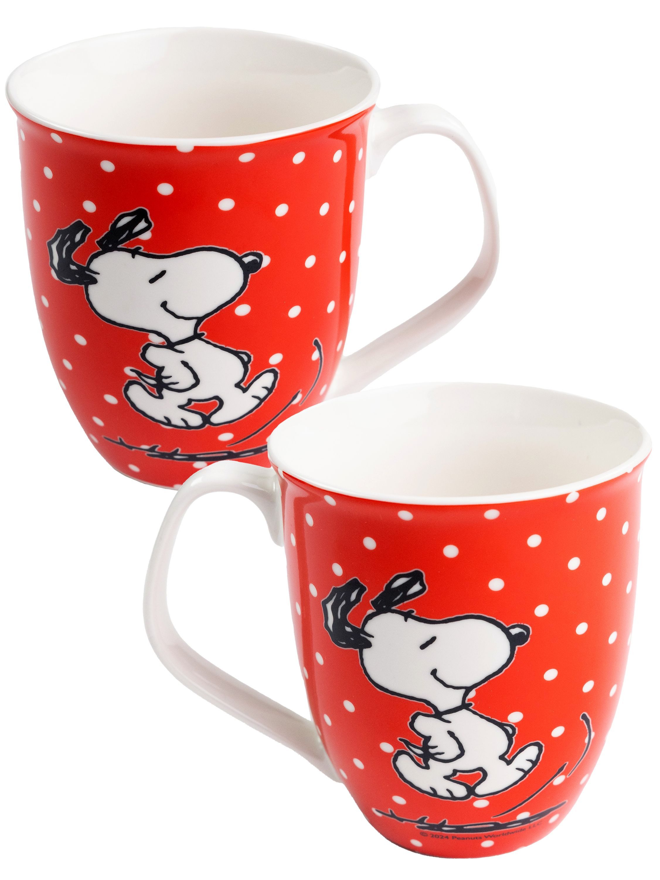 United Labels® Tasse The Peanuts Snoopy Kaffeetasse mit Punkten Becher Keramik 280 ml, Keramik, Fassungsvermögen ca. 280 ml