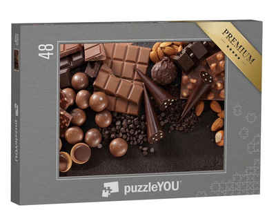 puzzleYOU Puzzle Sortiment von feinen Pralinen und Schokolade, 48 Puzzleteile, puzzleYOU-Kollektionen Schokolade