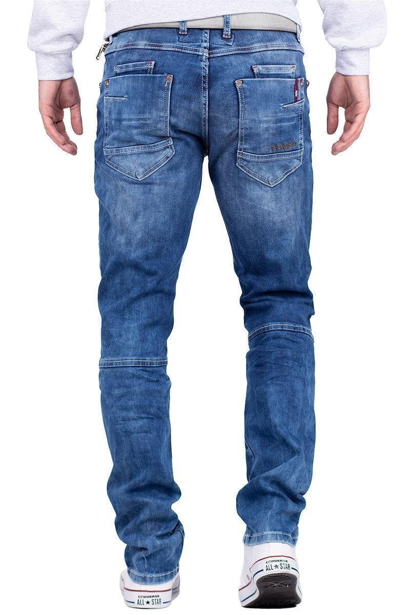 Akzenten Hose Denim stylischen roten Cipo BA-CD698 mit Baxx & Slim-fit-Jeans