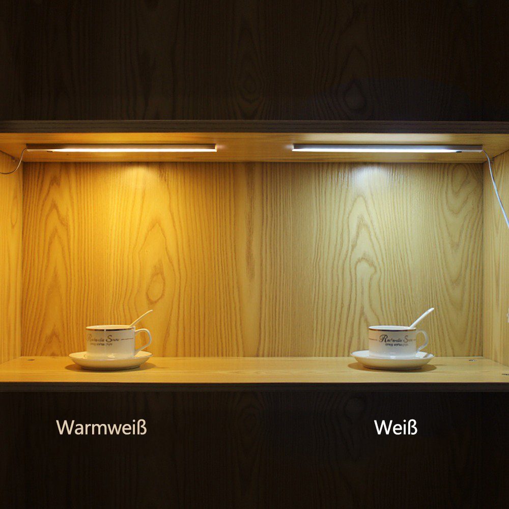 Rosnek LED Lichtleiste Hand Sweep Schrank Lichtleiste Weiß, Küche Unterbauleuchte Garderobe, Sensor Beleuchtung, Warmweiß, für LED