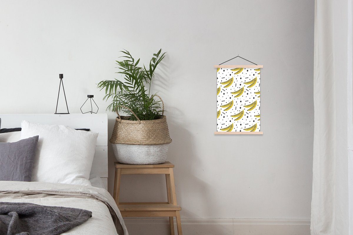 Bilderleiste, für - (1 Wohnzimmer, St), Textilposter - Muster, Posterleiste, Poster Bananen Magnetisch Obst MuchoWow