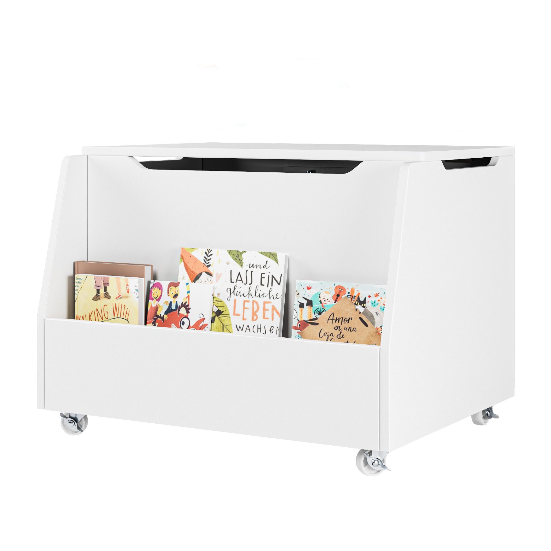 HOMECHO Spielzeugtruhe, mit Deckel, Sitzbank mit Stauraum auf Rädern Holz W günstig online kaufen