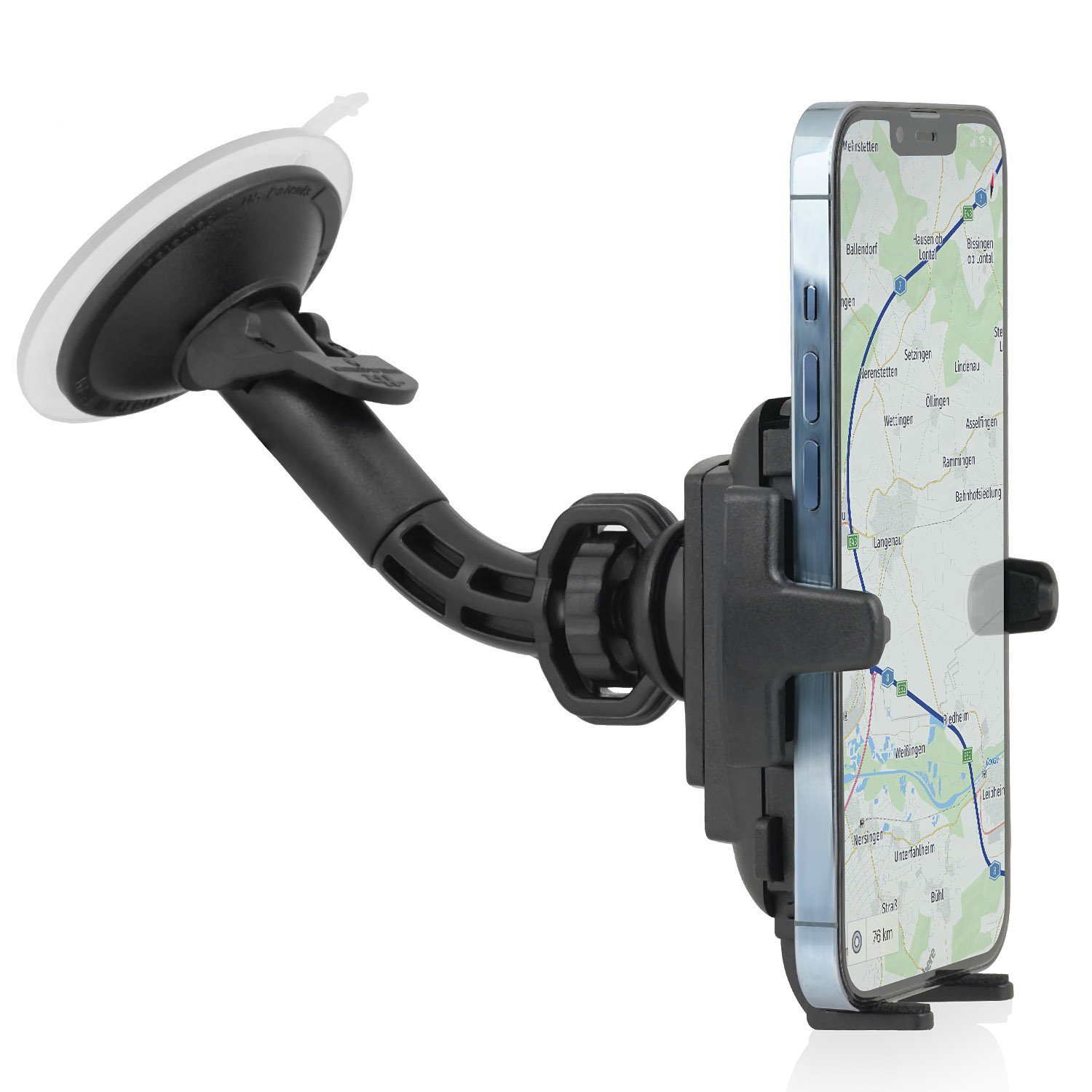 Wicked Chili Smartphone-Halterung KFZ Handyhalterung für iPhone 17 16 15 14 13 12 11, (1er Set, 2-tlg., Made in Germany, Auto Halterung mit Kugelgelenk und Saugnapf für iPho)