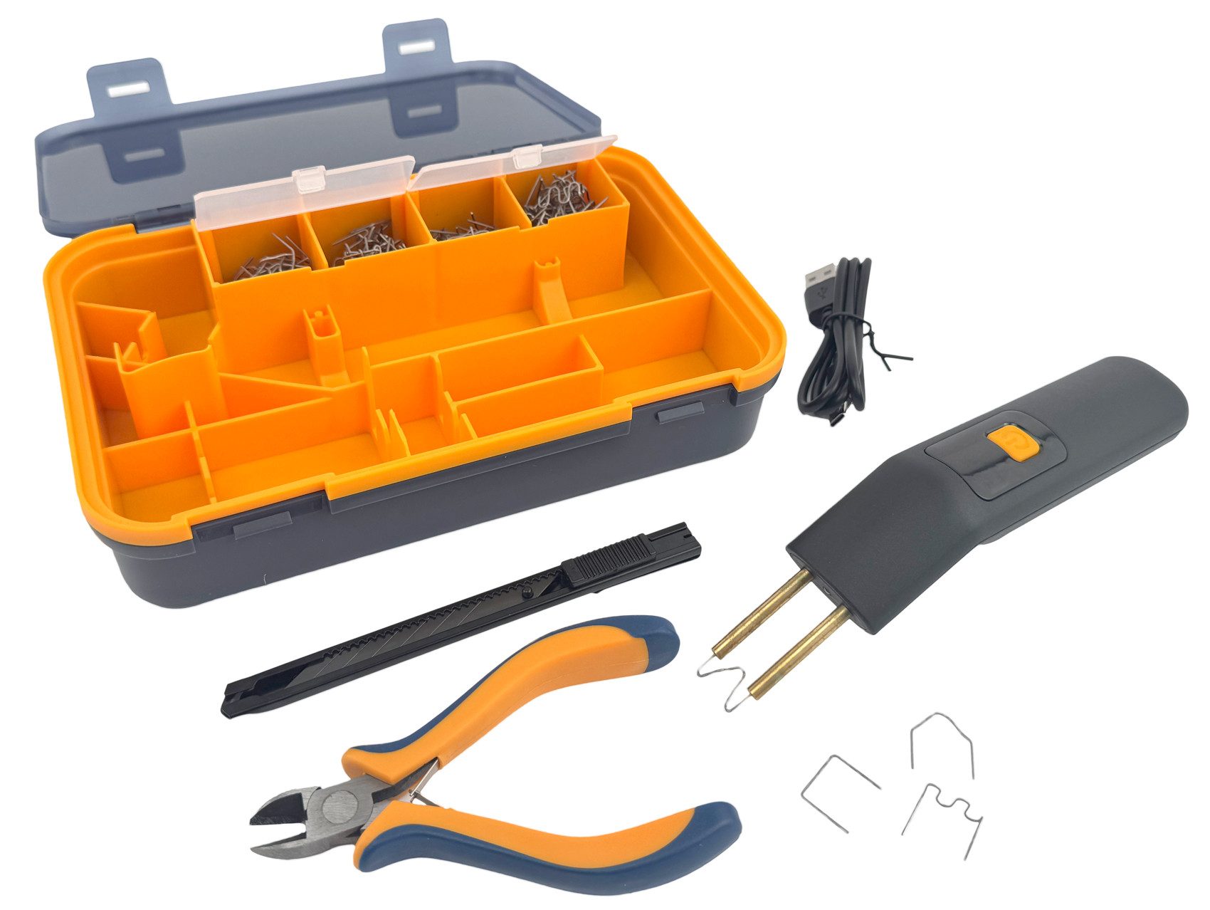 WELDINGER Elektroschweißgerät Akku-Kunststoffschweißgerät KSG-1 550°C Zubehör Transportbox (USB-C), schnelle Aufheizzeit