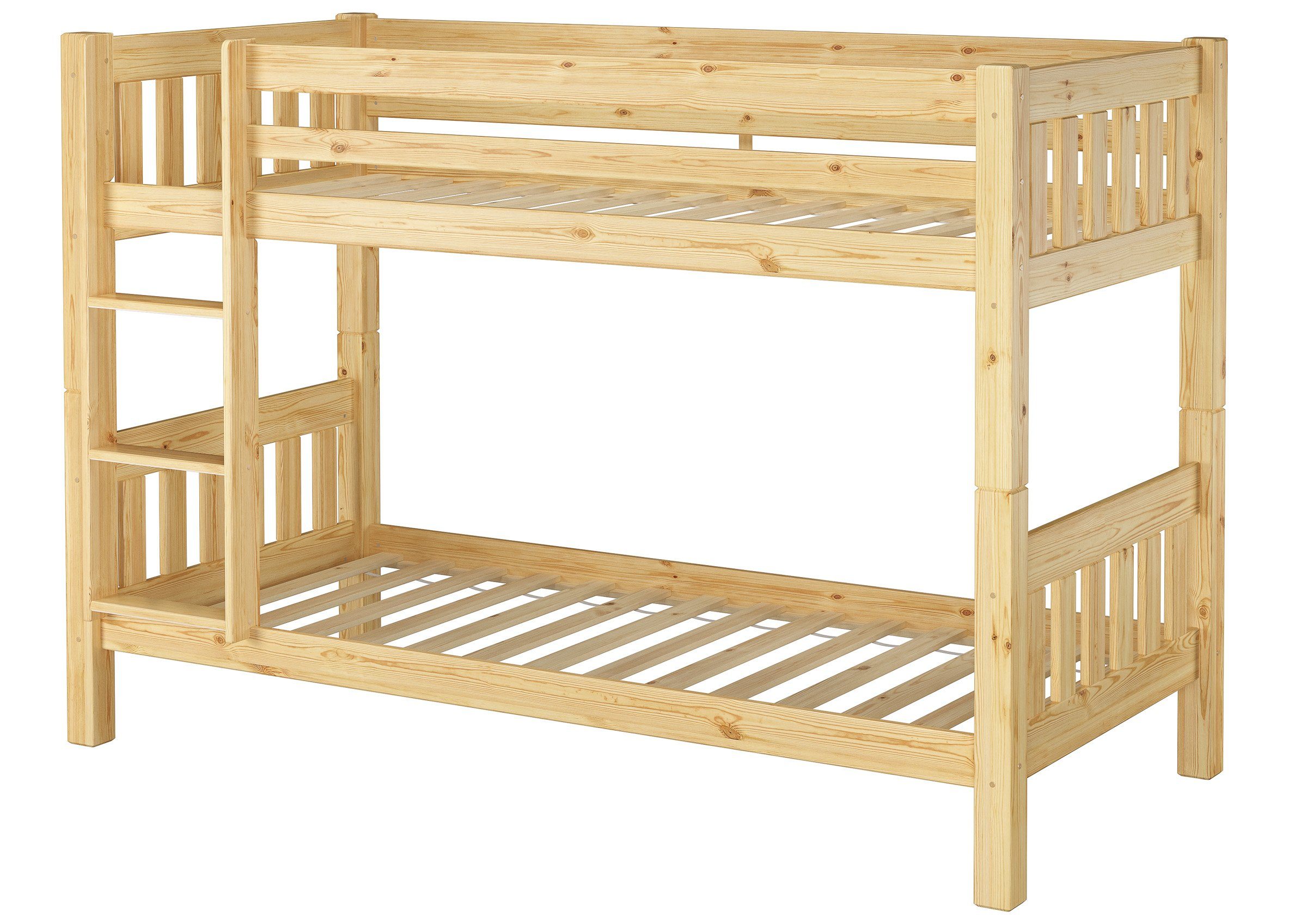 ERST-HOLZ Etagenbett Kinderetagenbett massiv Stockbett Kinderbett, Kinderzimmer Rollrost Kiefer 60.06-09 Hochbett 90x200