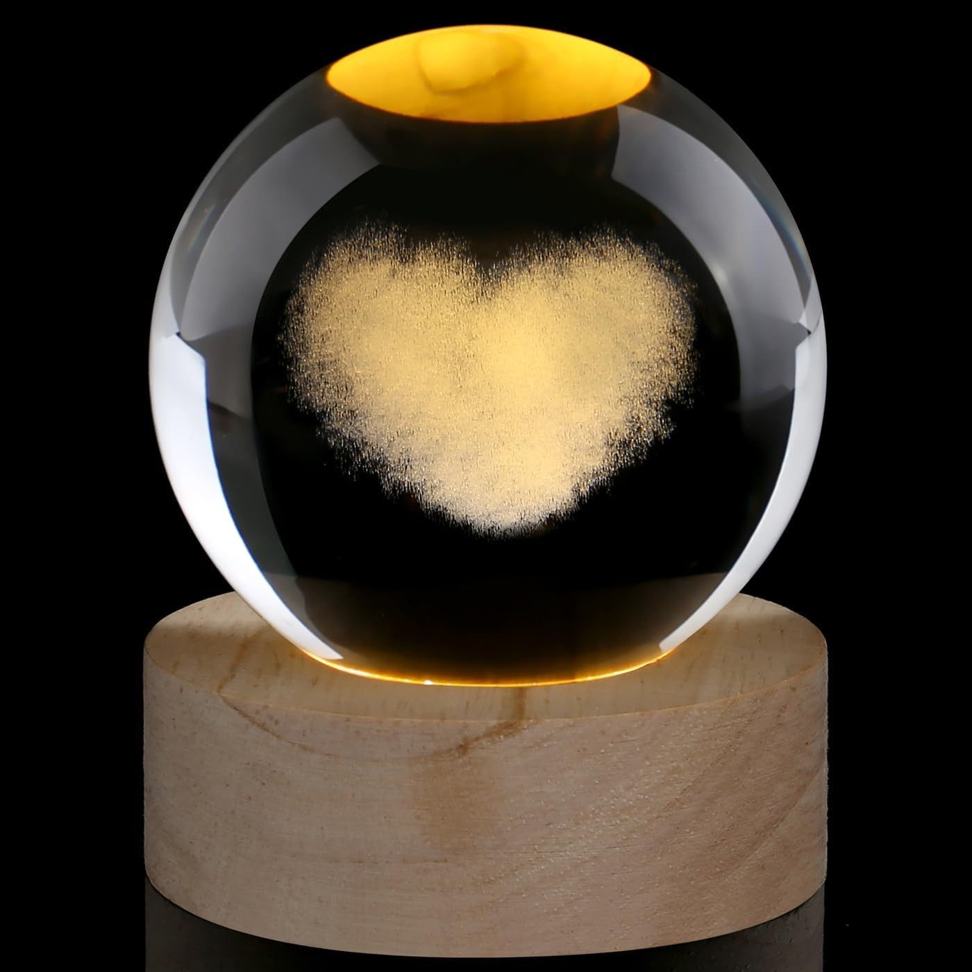 FELIXLEO LED Dekolicht Herz Kristallkugel mit LED Sockel USB Liebe Geschenk Dekoration