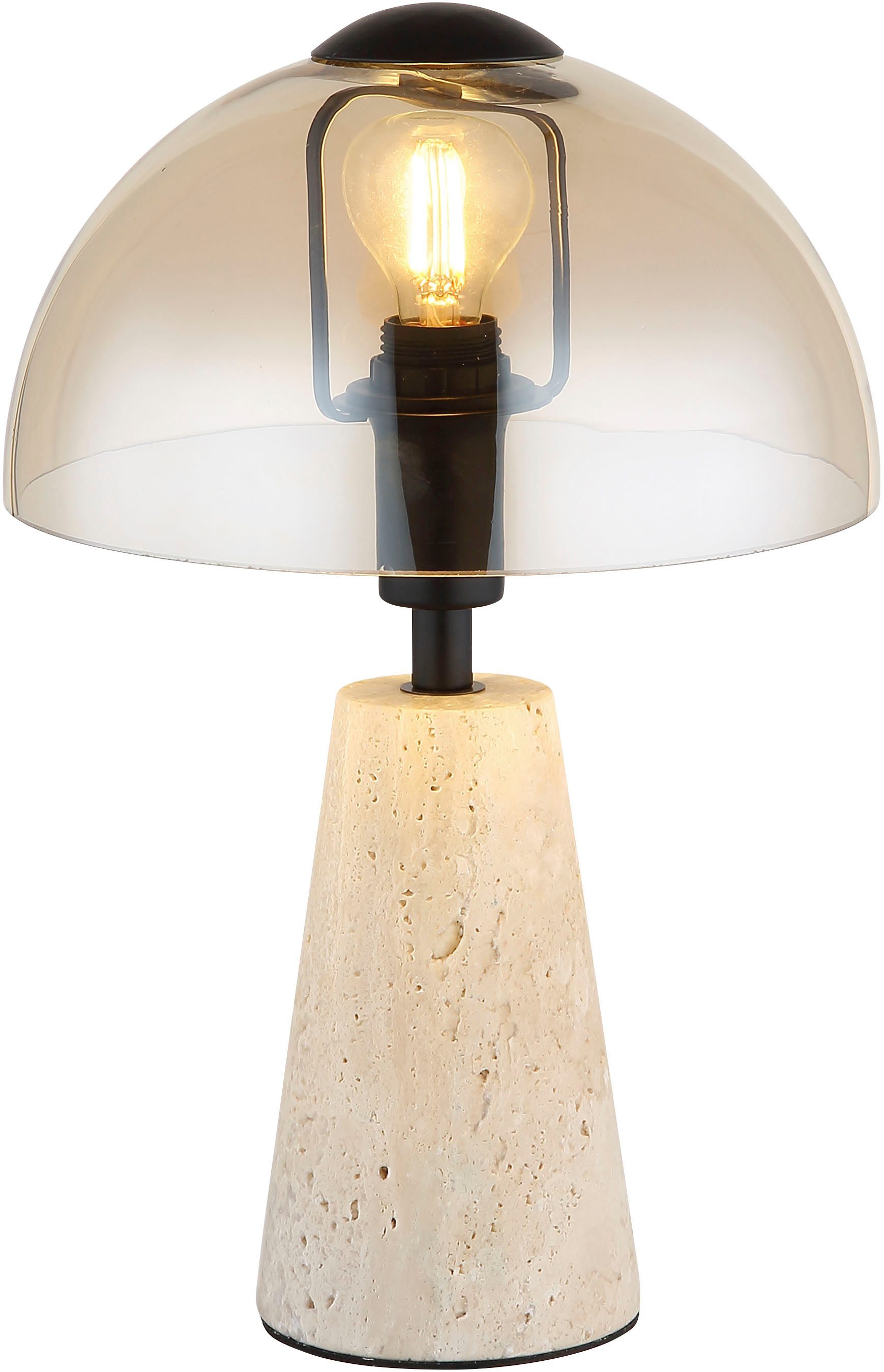 GLOBO LIGHTING Tischleuchte LARS, ohne Leuchtmittel, Tischleuchte für Wohn- & Schlafzimmer Travertin