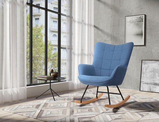 BYLIVING Schaukelstuhl RICHIE (1 St), moderne Metallbeine - Einrichtungsbeispiel