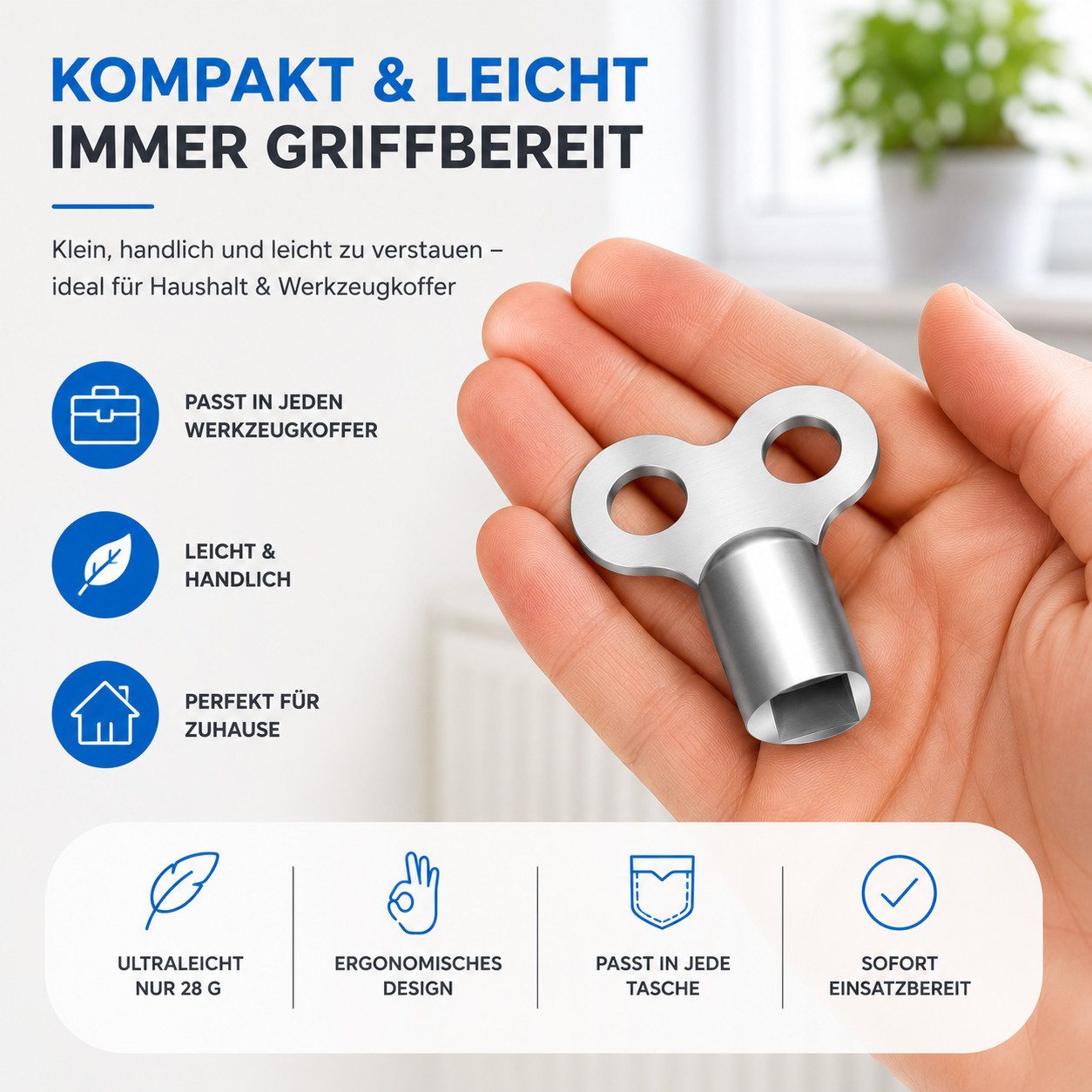 repairr Innensechskantschlüssel 4x Heizkörper-Entlüftungsschlüssel: Schlüssel zum Entlüften Heizungen (Set, 4 St., 4 Stück)