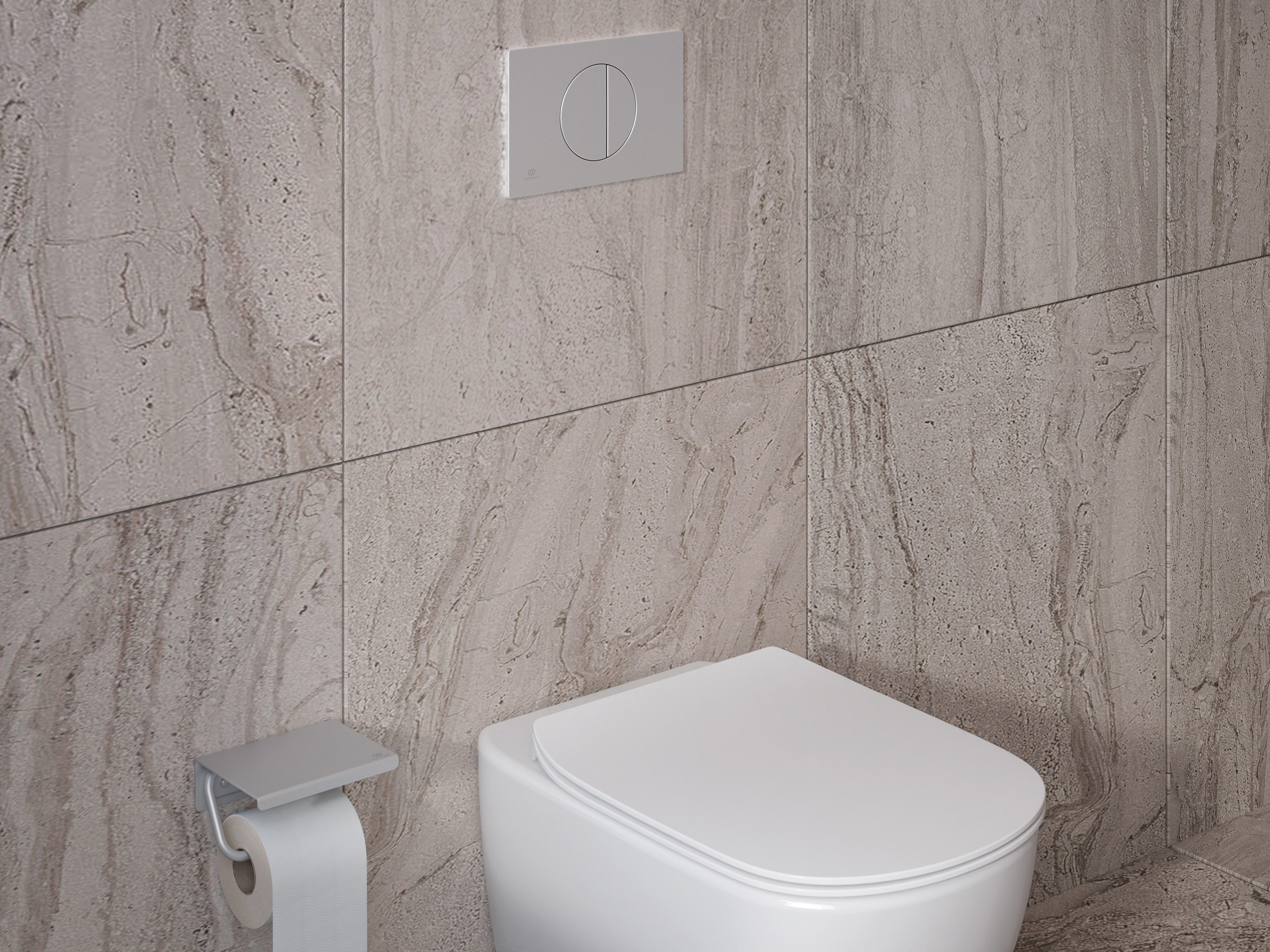 Ideal Standard Toilettenpapierhalter Alu+, mit Deckel, Kernelemente aus recyceltem Aluminium