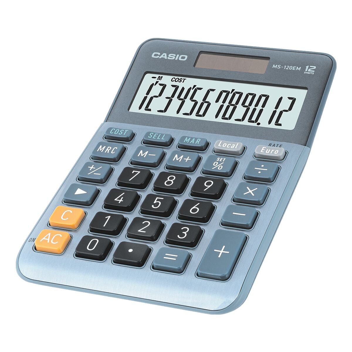 CASIO Taschenrechner MS-120EM, mit Aluminiumfront, 12-stellig