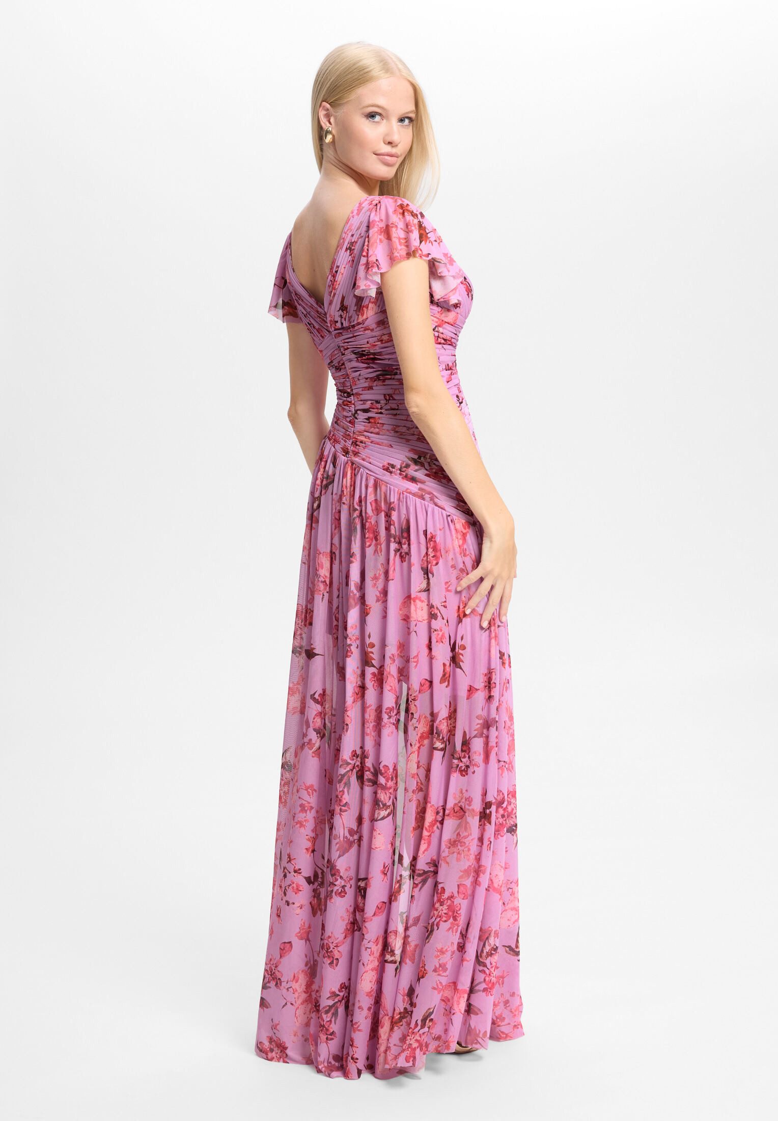 Hey Kyla Abendkleid - Florales Printkleid mit asymmetrischem Rock Figurbetonte Passform mit fließendem Rockteil