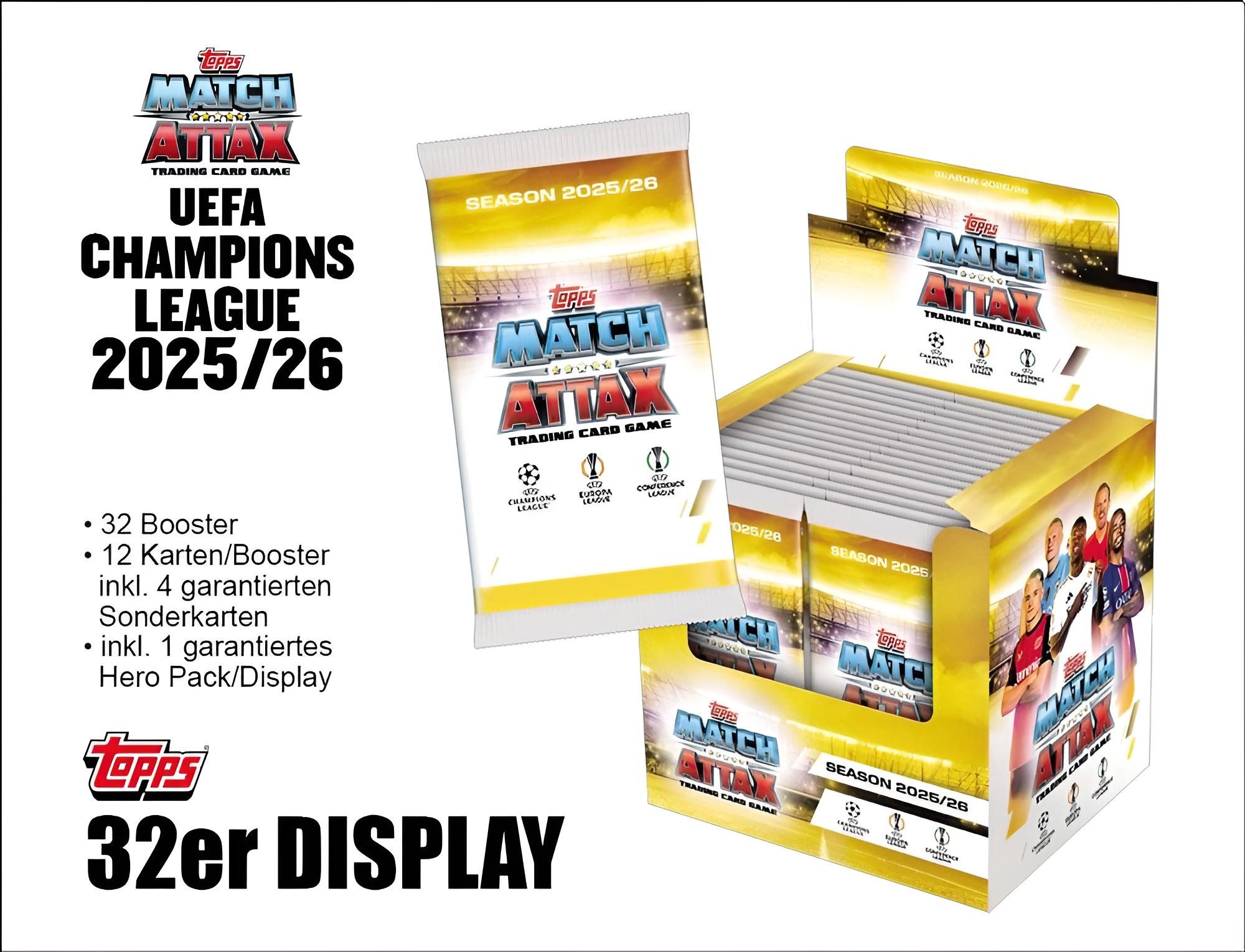 Topps/Merlin Sammelkarte 2025-26 Match Attax UEFA Champions League Booster Display