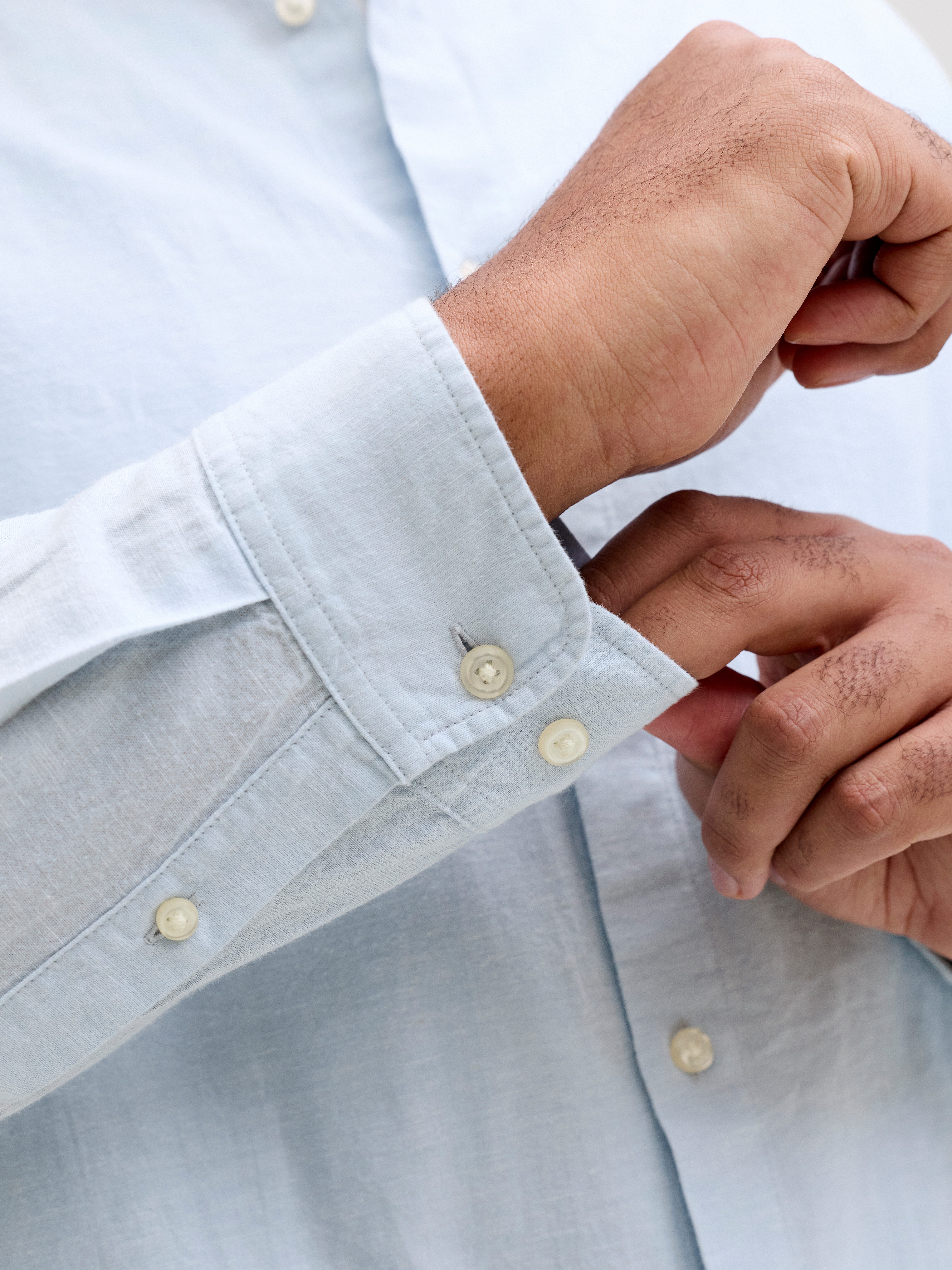 Jack & Jones PlusSize Langarmhemd JJEBREEZE LINEN BLEND BAND SHIRT L PLS mit Stehkragen – Bild 4 von 5