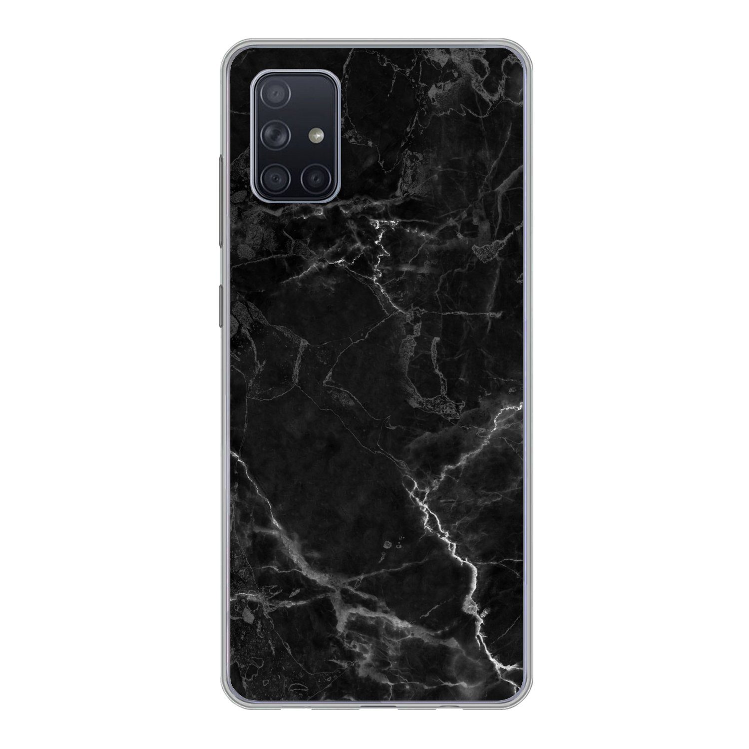 MuchoWow Handyhülle für Samsung Galaxy A71 Marmor - Schwarz - Weiß - Textur - Marmoroptik, Phone Case, Silikon, Schutzhülle Dünn
