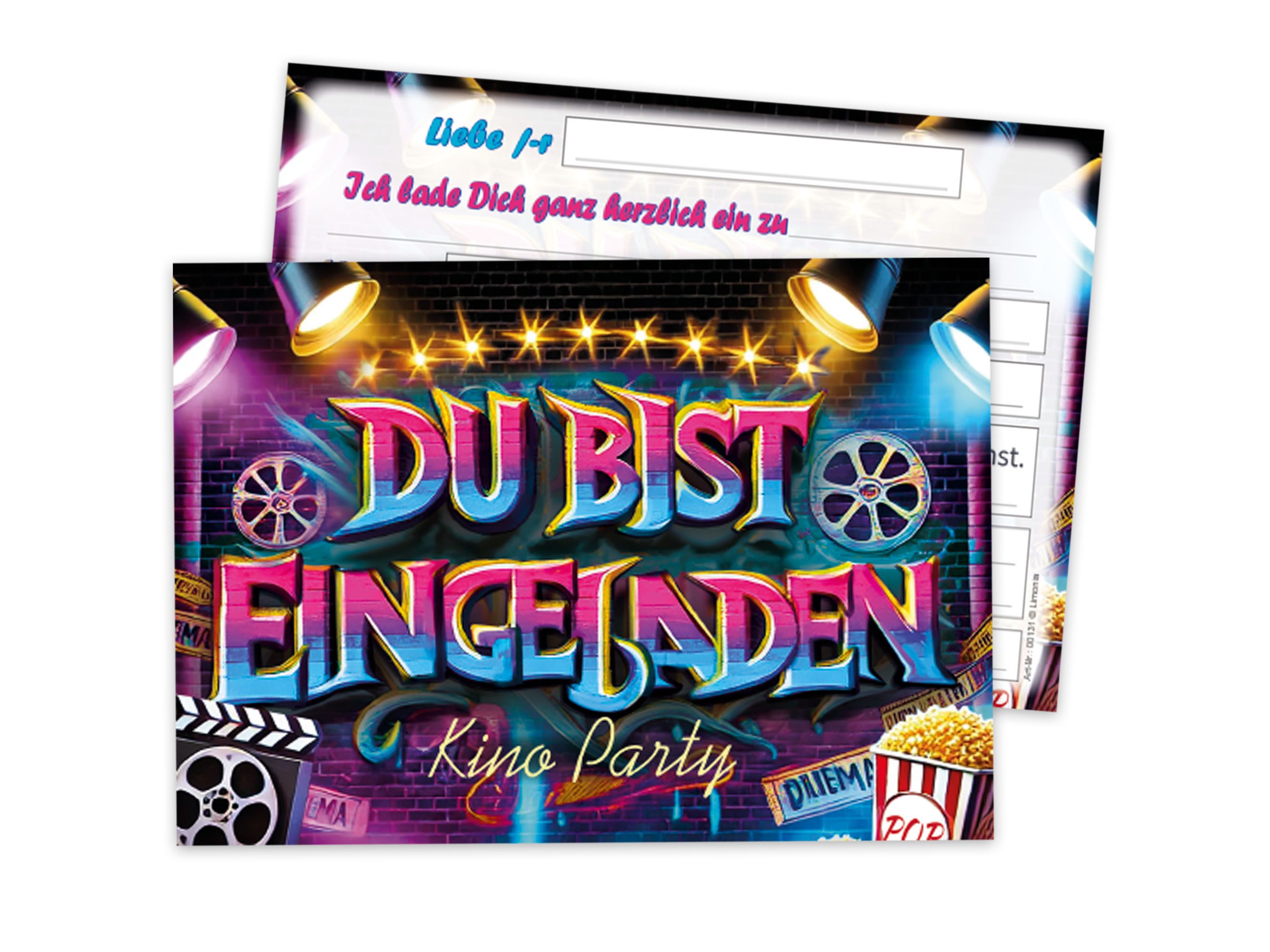 LIMONIA Einladungskarten Kino Party zum Kindergeburtstag Einladungen Cinema Graffiti Karten, Einladungen zum Geburtstag Kino Theater