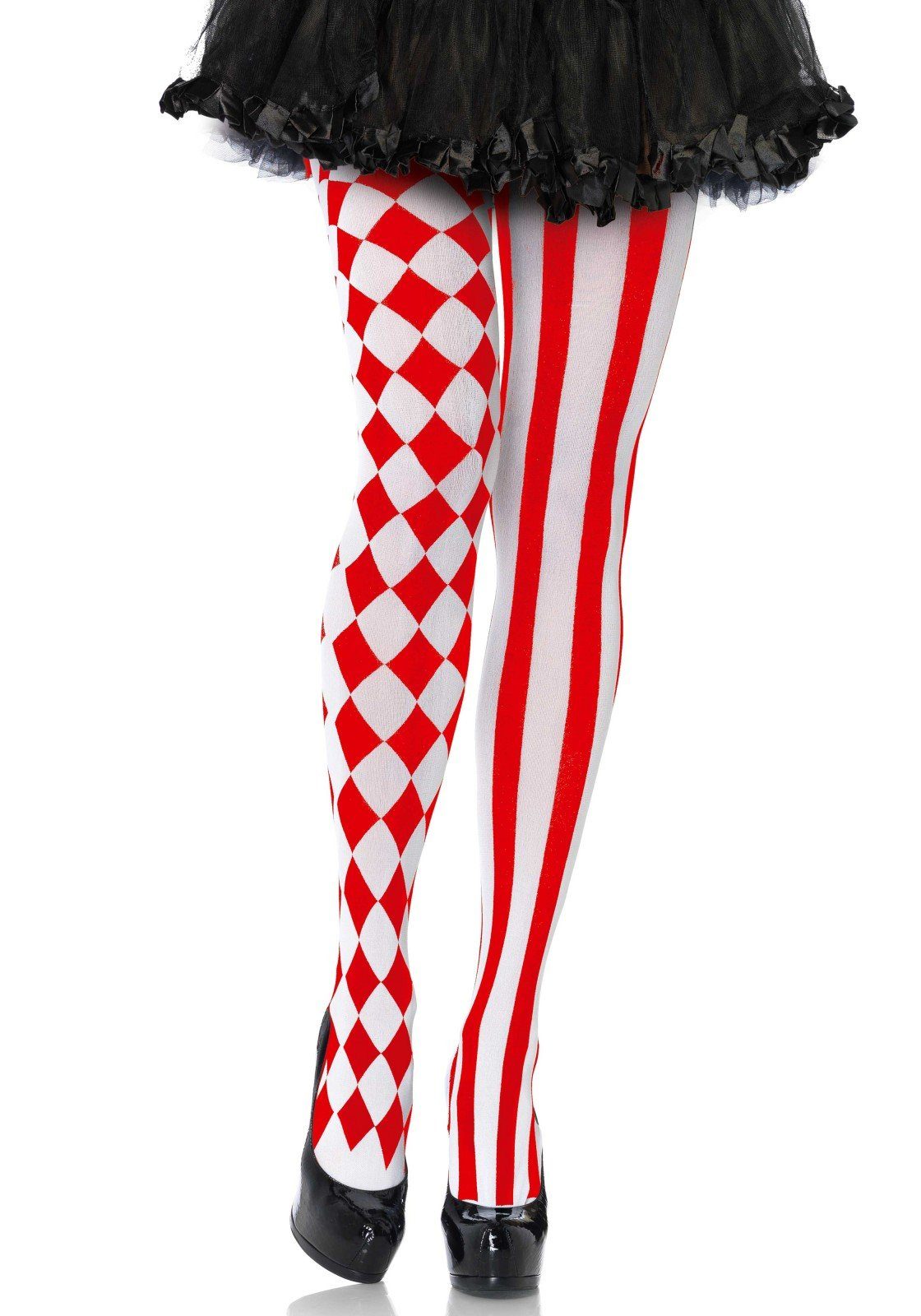 Leg Avenue Strumpfhose Strumpfhose Harlequin rot weiß Einheitsgröße ca. 36 bis 40 70 DEN