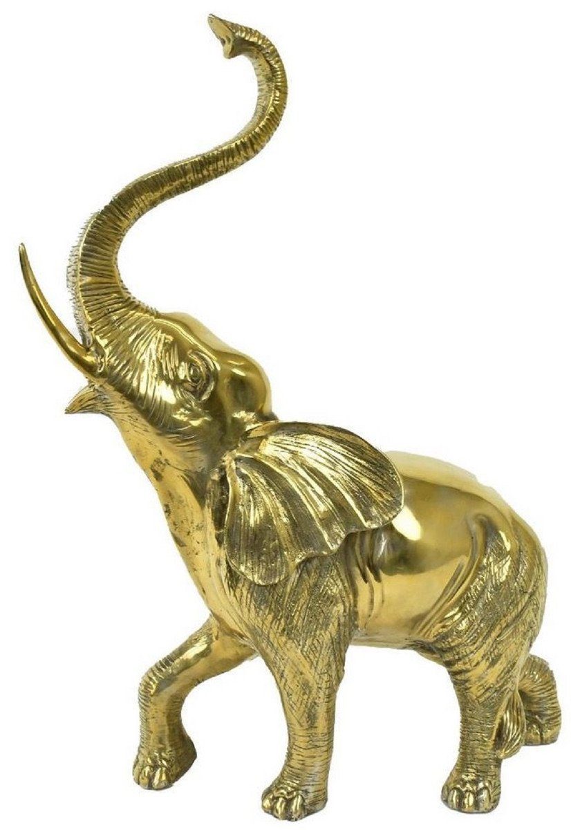 Casa Padrino Dekofigur Luxus Bronzefigur Elefant Gold 50 x 25 x H. 70 cm - Bronze Skulptur - Dekofigur - Deko Accessoires - Luxus Kollektion