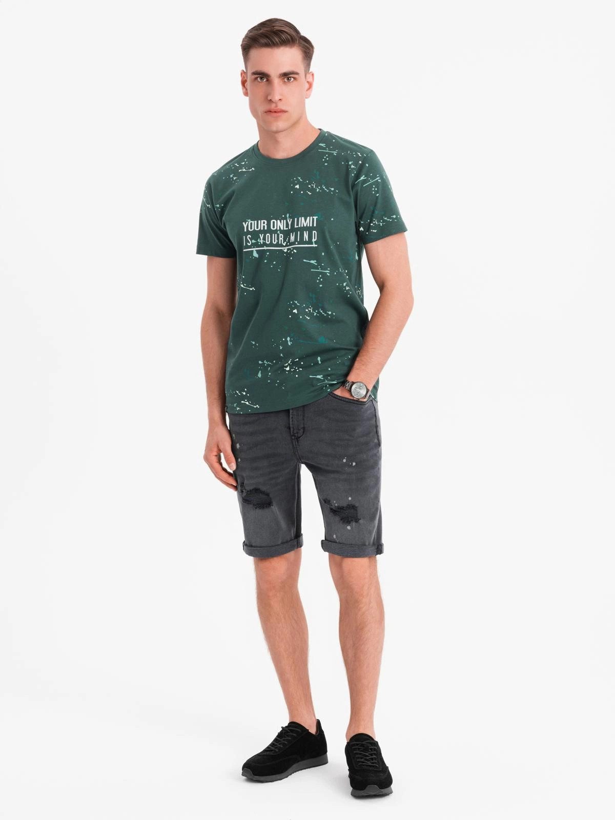 OMBRE Jeansshorts Denim-Shorts für Herren mit hochgekrempeltem Bein