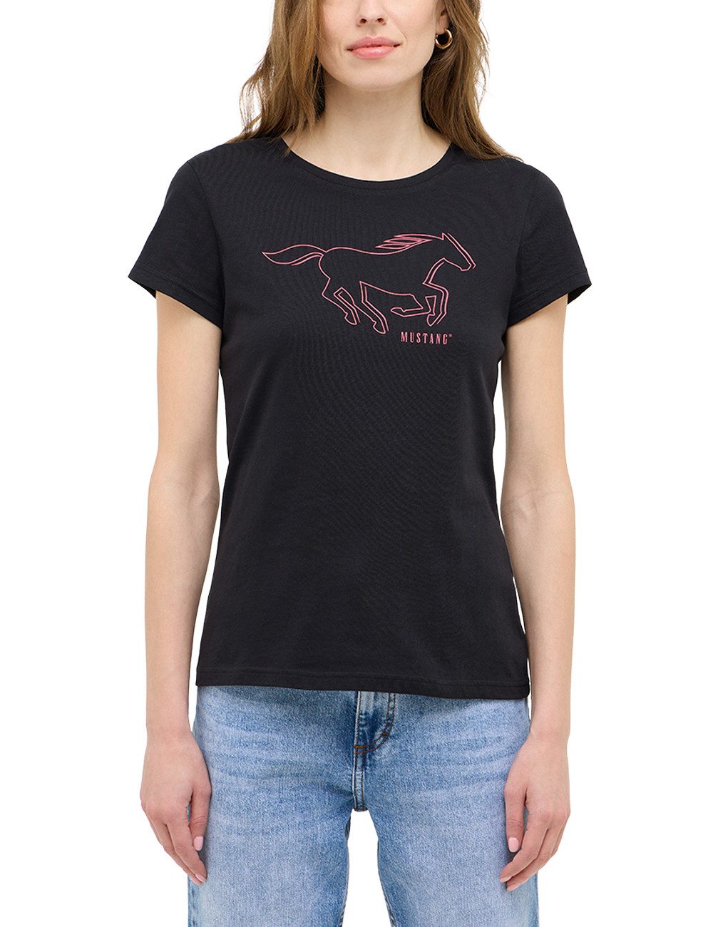 MUSTANG Damen Alexia C Foilprint T-Shirt – Lockere Passform, Weiche Baumwolle