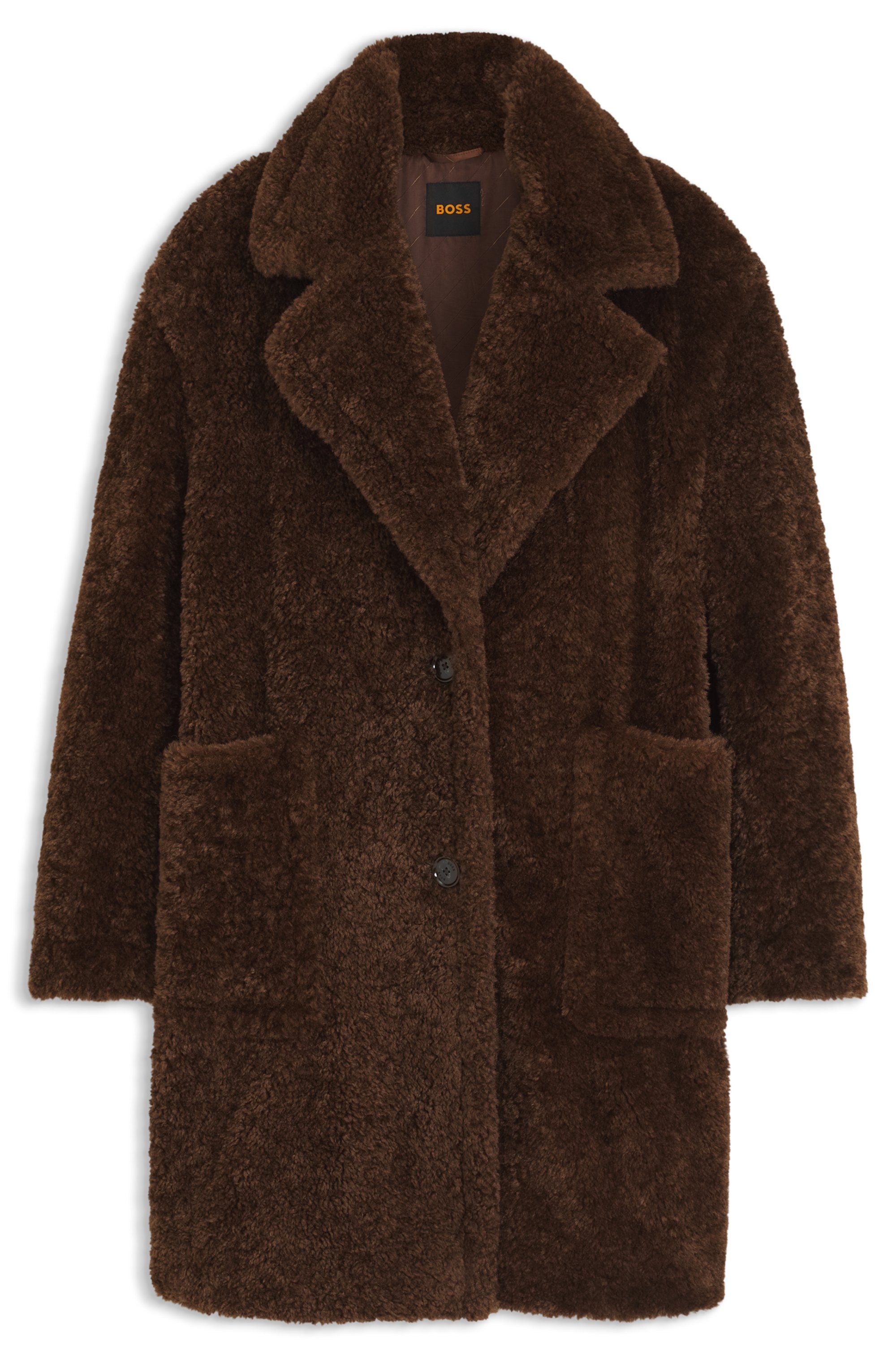 BOSS ORANGE Kurzmantel Catedy Premium Damenmode aus softem Teddy, Relaxed Fit