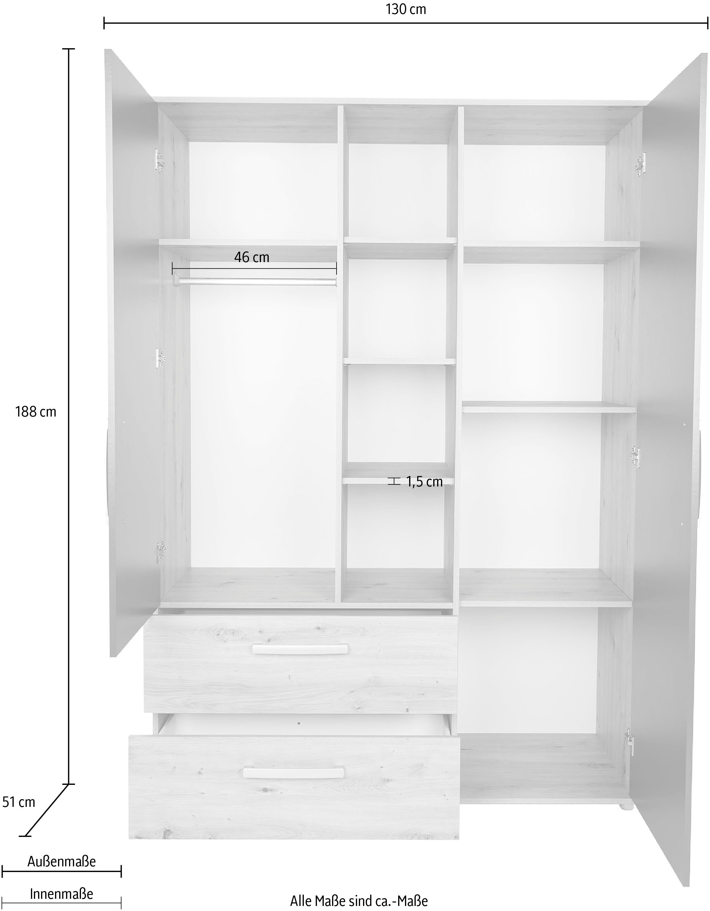 arthur berndt Kleiderschrank Alessio, Kinderkleiderschrank Kleiderschrank, mit Melamin-Oberfläche