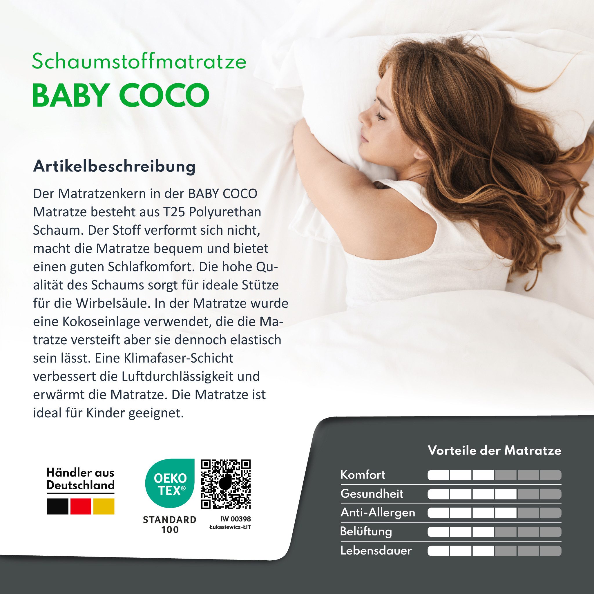 Kindermatratze BABY COCO Matratze 60x120 70x140 80x160 80x190 & weitere Grö günstig online kaufen