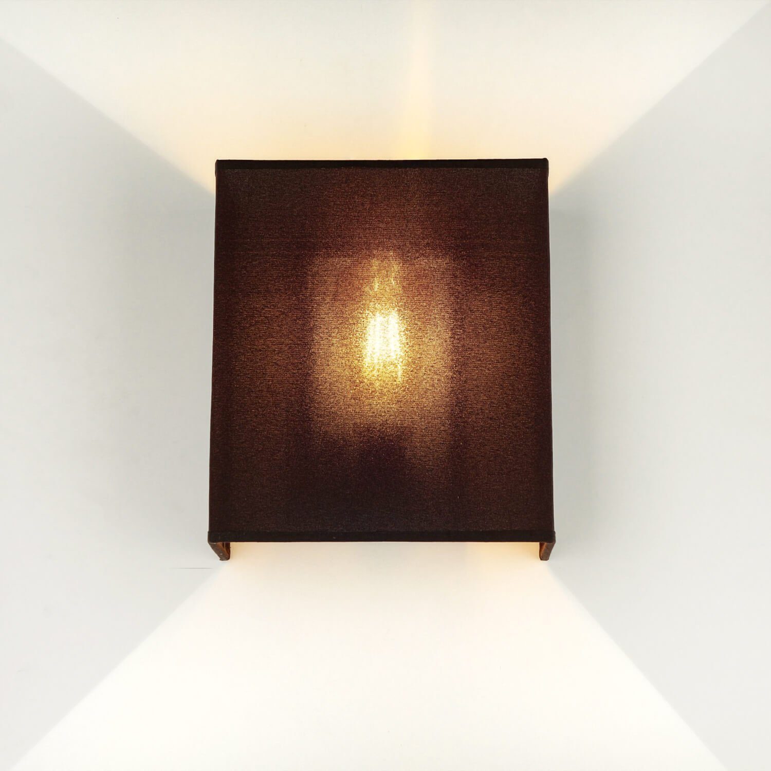 Down Wandleuchte indirekte Braun Wohnzimmer Schirm ohne ALICE, Leuchtmittel, E27 Up eckig Licht-Erlebnisse Stoff Wandlampe
