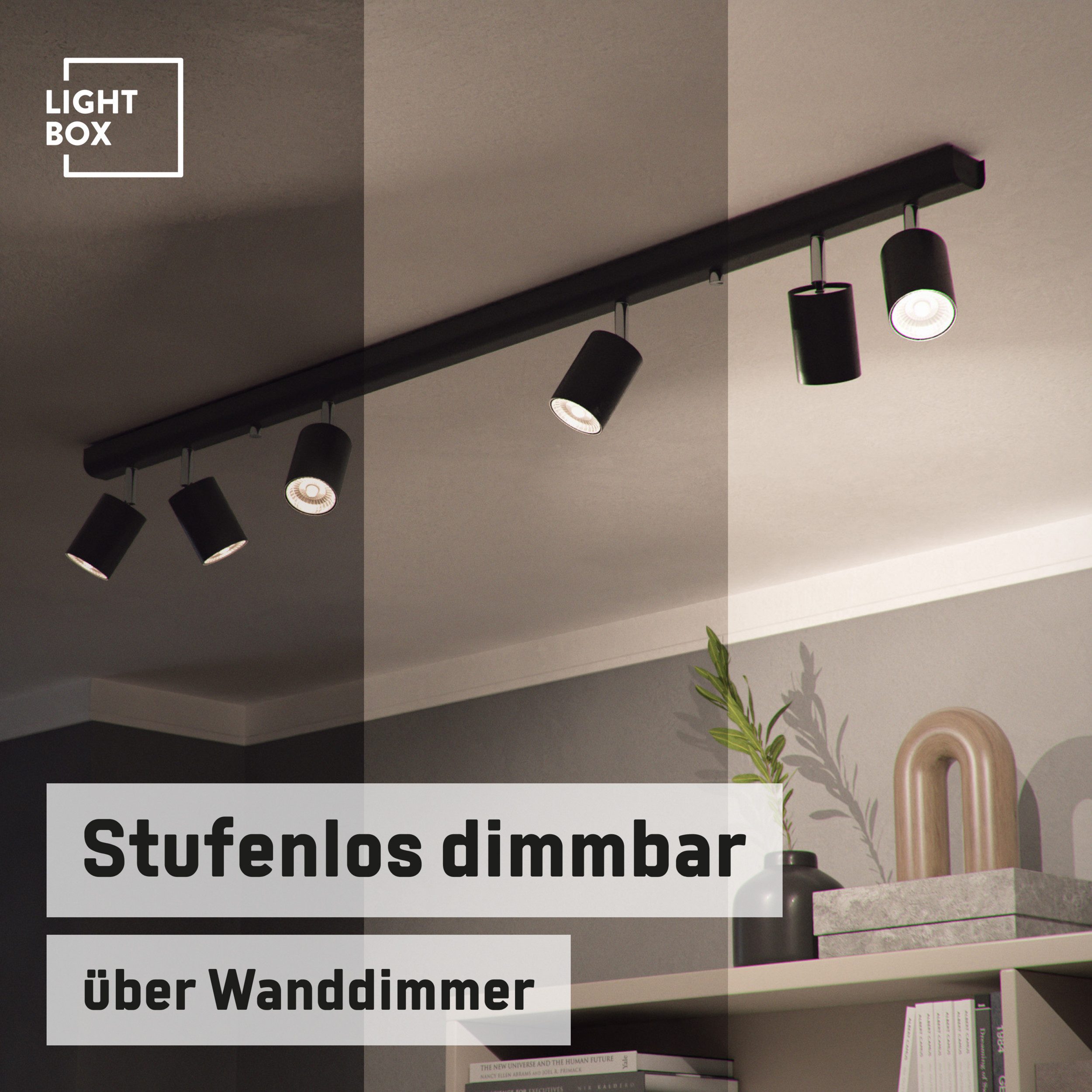 Lightbox Deckenstrahler, ohne Leuchtmittel, Spotbalken, schwenkbar, 15 x 119 x 6 cm, 6 x GU10, max. 35 W, Metall