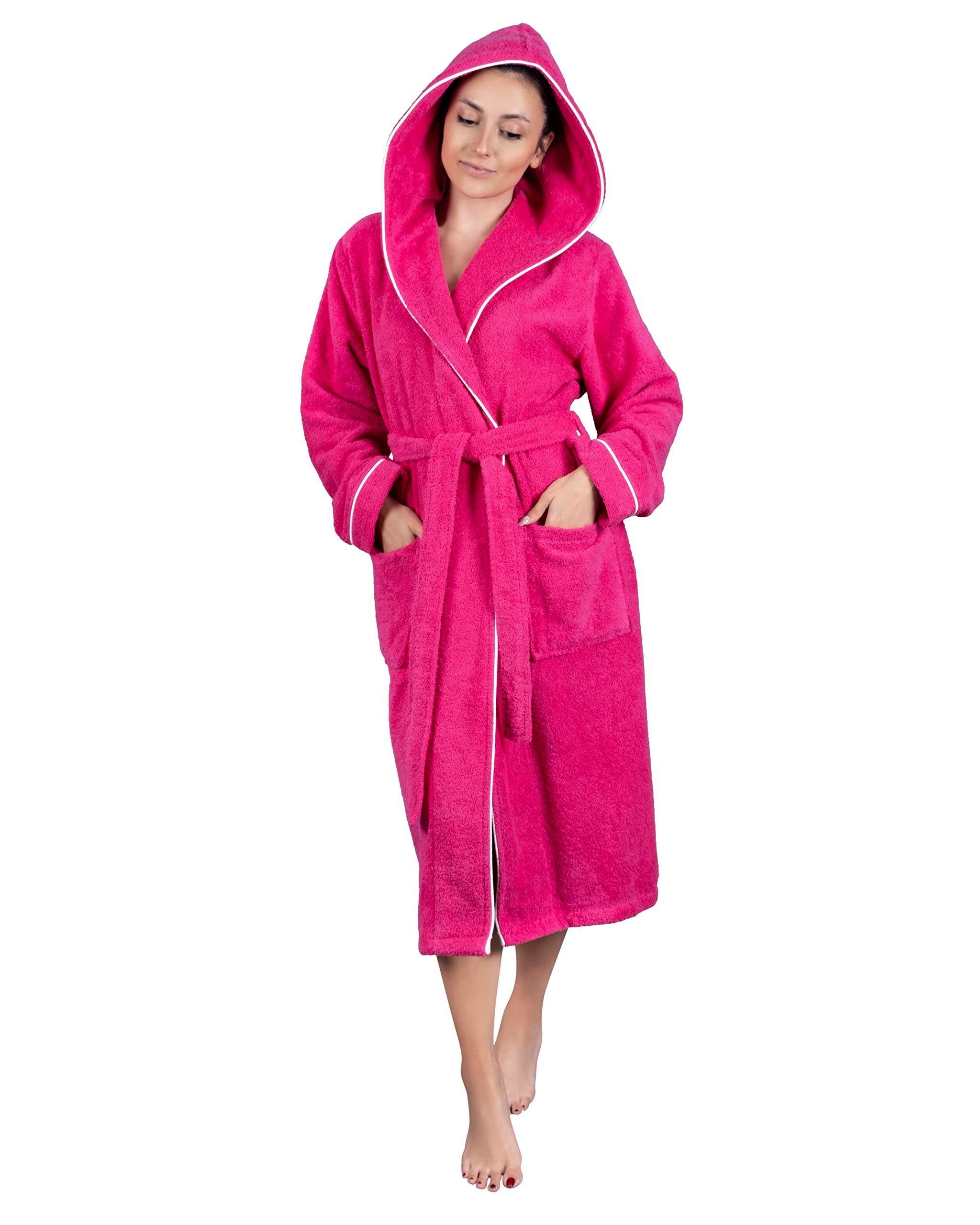 Laynenburg Damenbademantel Bademantel Damen Frottee Kapuze Baumwolle, Baumwolle, Gürtel, Frottee Kapuze Lang Baumwolle S-3XL