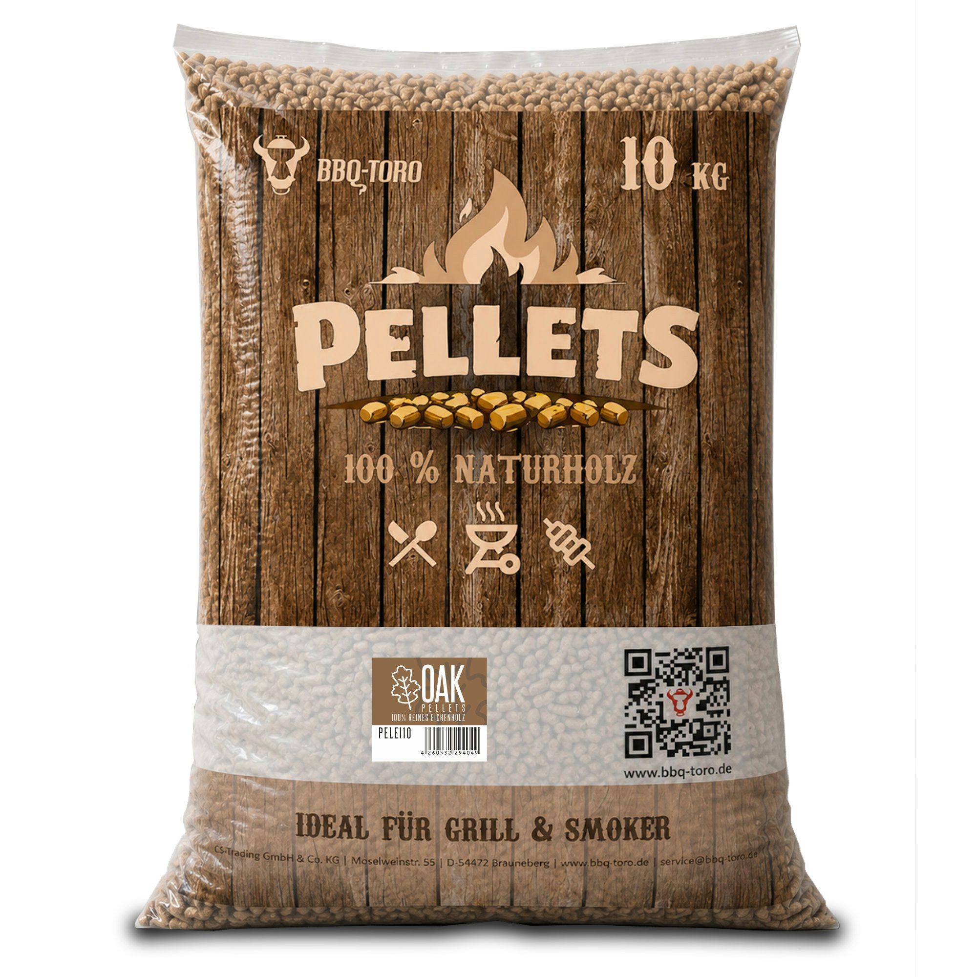 BBQ-Toro Holzpellets Oak Pellets aus 100% Eichenholz für Grill, Smoker und mehr, 10 kg, 10.00 kg