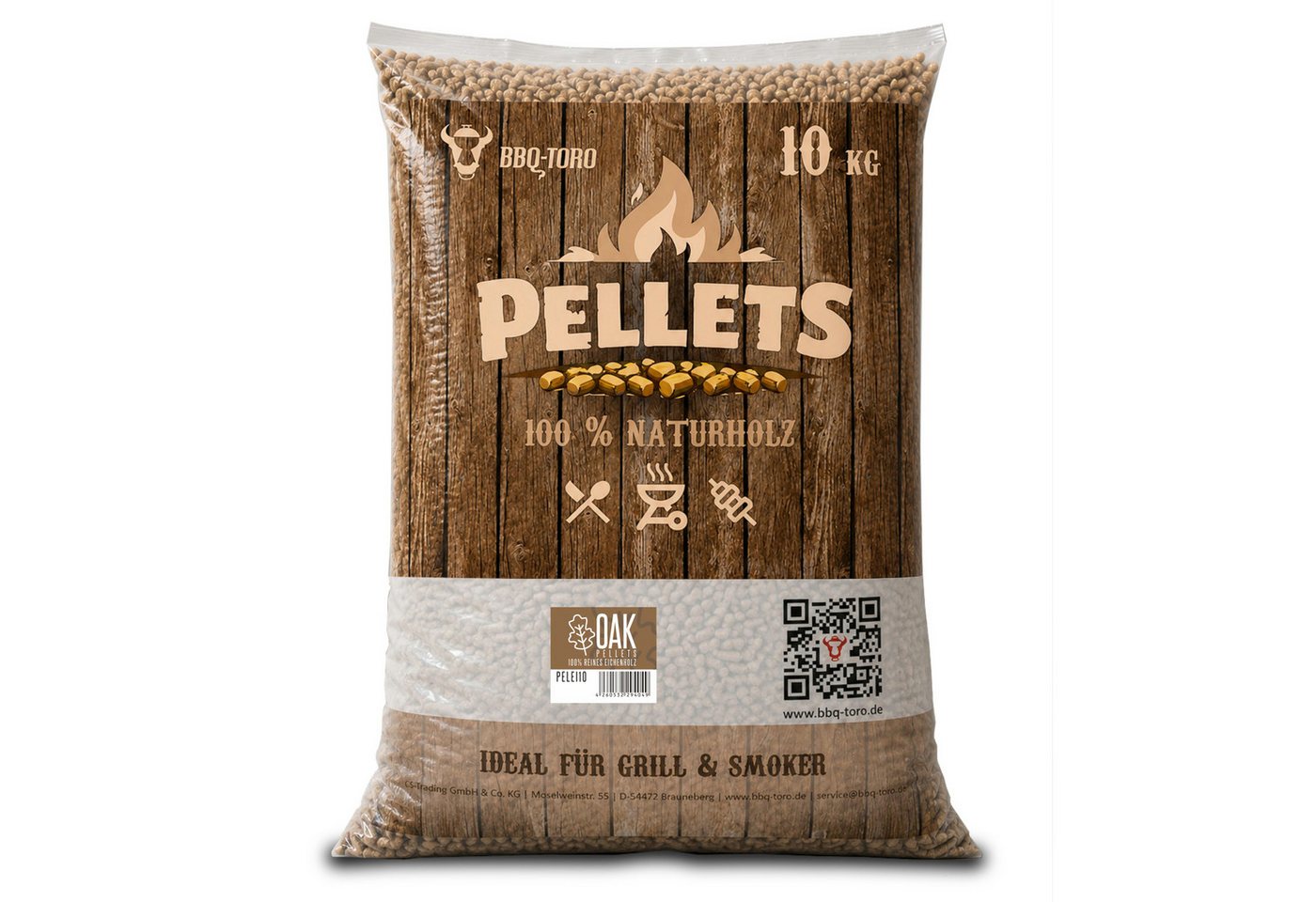 BBQ-Toro Holzpellets Oak Pellets aus 100% Eichenholz für Grill, Smoker und mehr, 10 kg, 10.00 kg