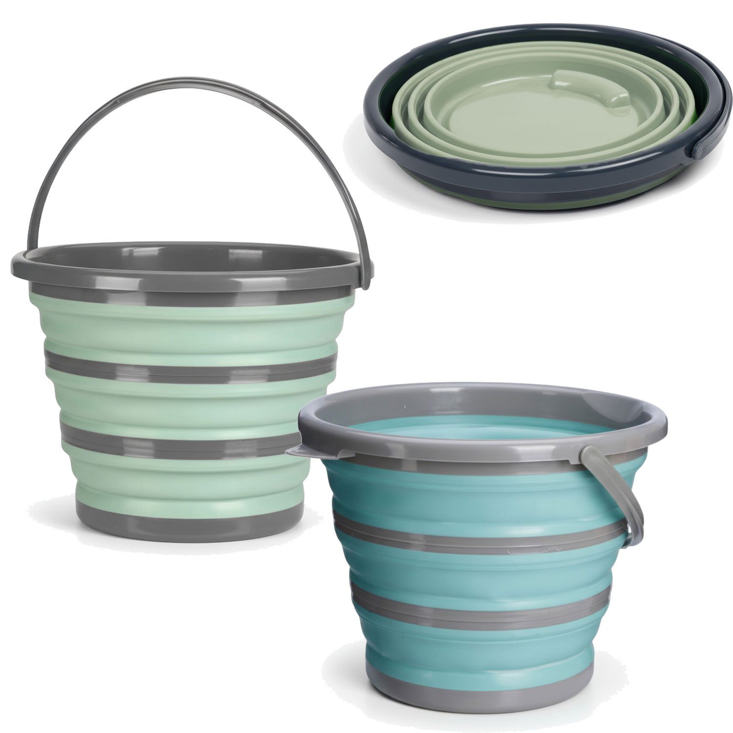 LS-LebenStil Falteimer Falteimer Flexibler Putzeimer 10L Eimer 35x24cm faltbar mit Griff, (TRT Kunststoff ähnlich Silikon Campingeimer, 1-tlg., Silikoneimer Wassereimer Camping Angeleimer), Henkel klappbar - stabiler Boden