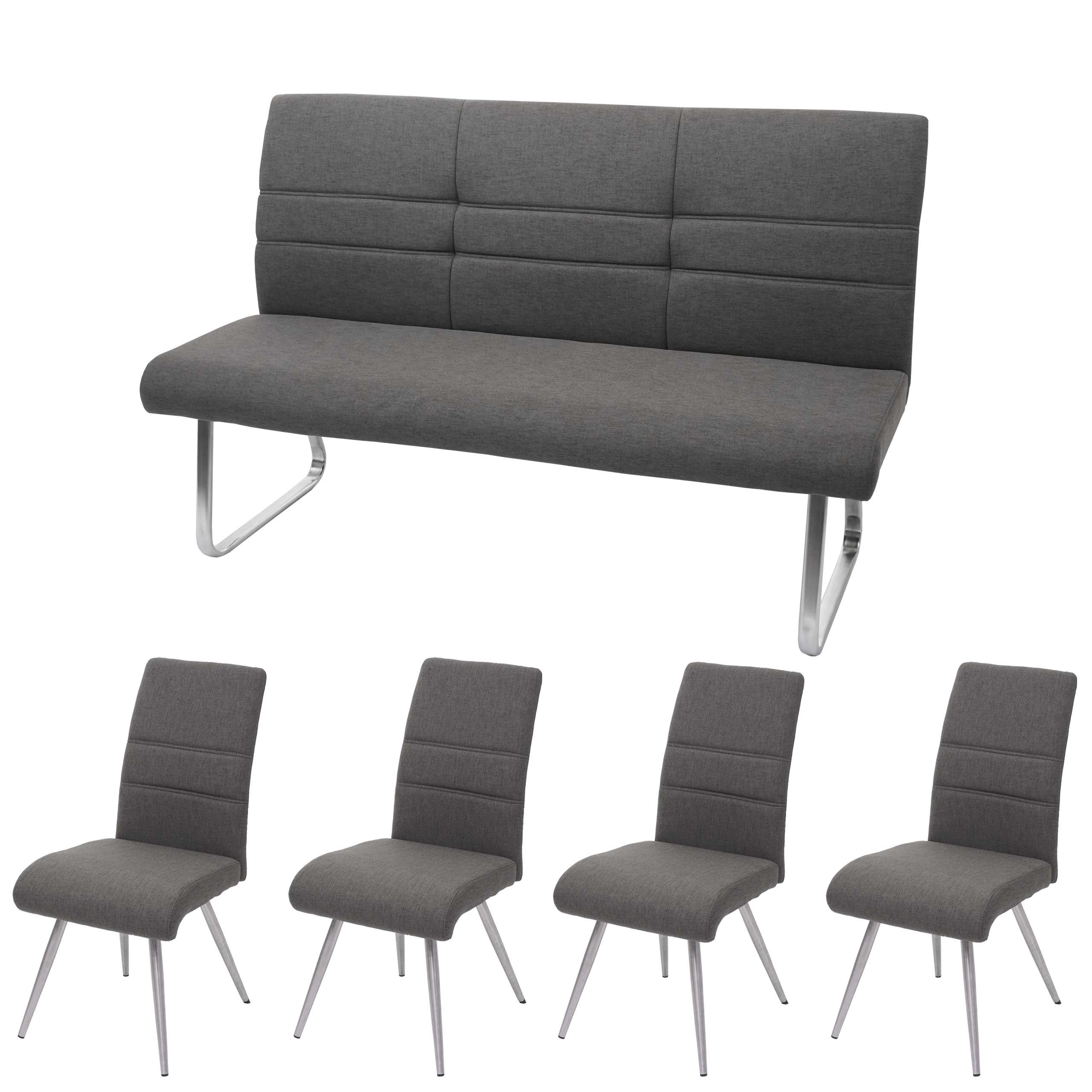 MCW Esszimmerstuhl MCW-G55-2 (Stühle ohne Armlehne, 4 St), 4er-Set, inklusive 3-Sitzer Bank, abgerundete Ecken, Fußbodenschoner