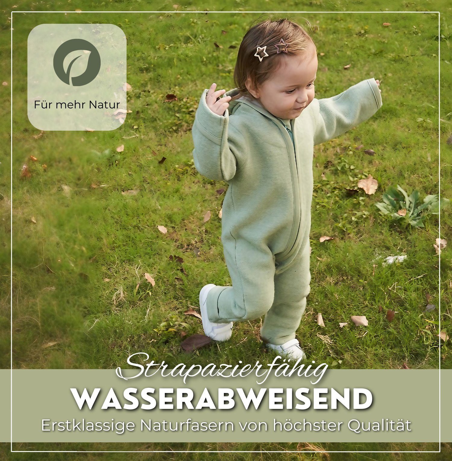 Baby Overall Panda mit aus 100% Baby Reißverschluss, Bio-Schurwolle Natur Khaki Wollfleece Alavya Walk für Wollwalk-Overalls WALKOVERALL, Kleinkind und Woll-Anzug