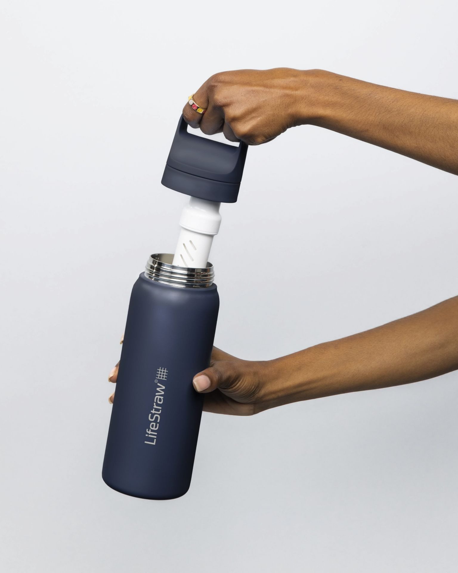 LifeStraw Trinkflasche Go Series Stainless Steel mit Wasserfilter, Verschluss mit