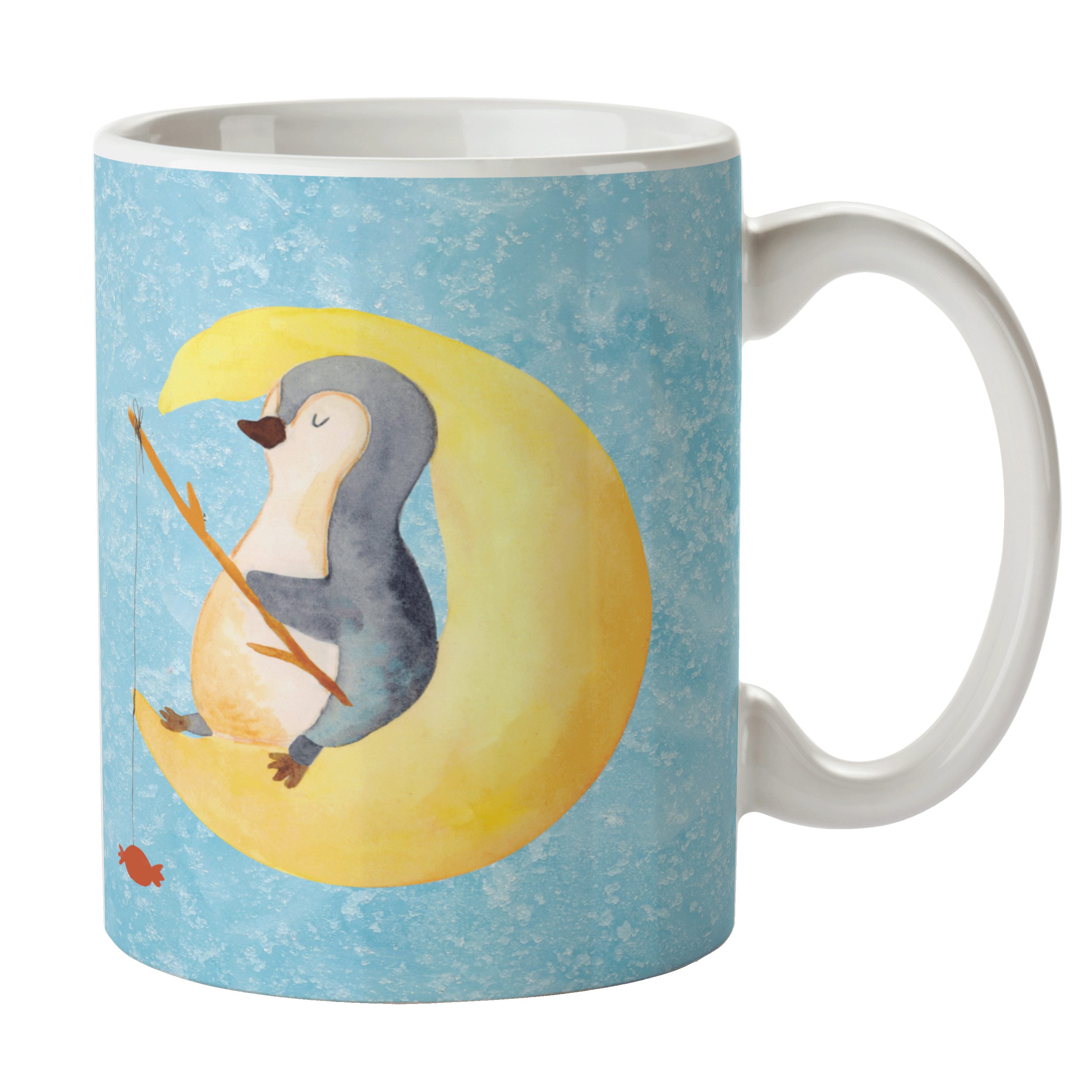 Mr. & Mrs. Panda Tasse Pinguin Mond - Eisblau - Geschenk, Süßigkeiten, Kaffeetasse, Schlafzi, Keramik