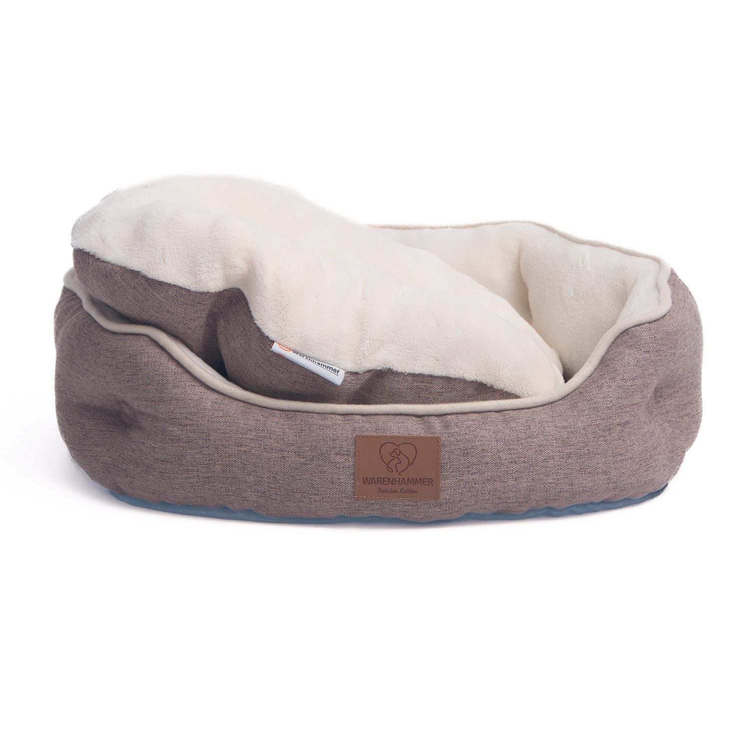 Warenhammer Tierbett Orthopädisches Premium Hundebett, Katzenbett, flauschig weich, für Katzen oder kleine Hunde, 2 Teilig mit Wendekissen / kühlende Sommer oder wärmende Winterseite