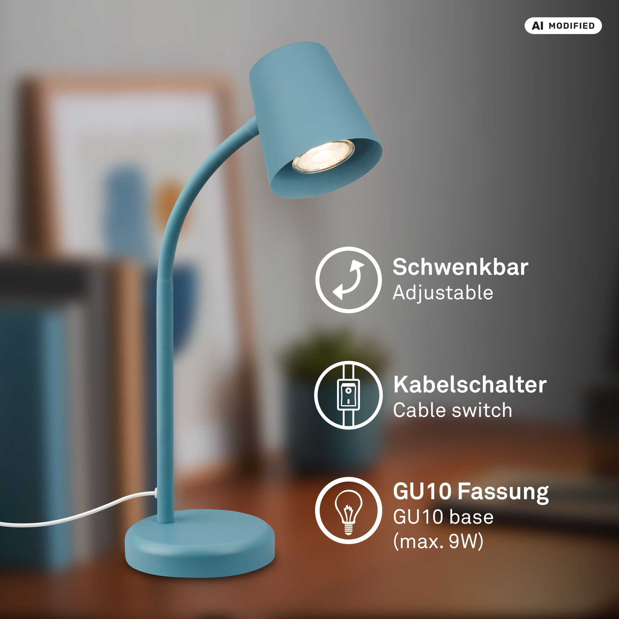 Briloner Leuchten Tischleuchte LED Tischlampe Bürolampe Homeoffice Schreibtischlampe Kinderzimmer, ohne Leuchtmittel, 2700K - Extra - Warmweiß