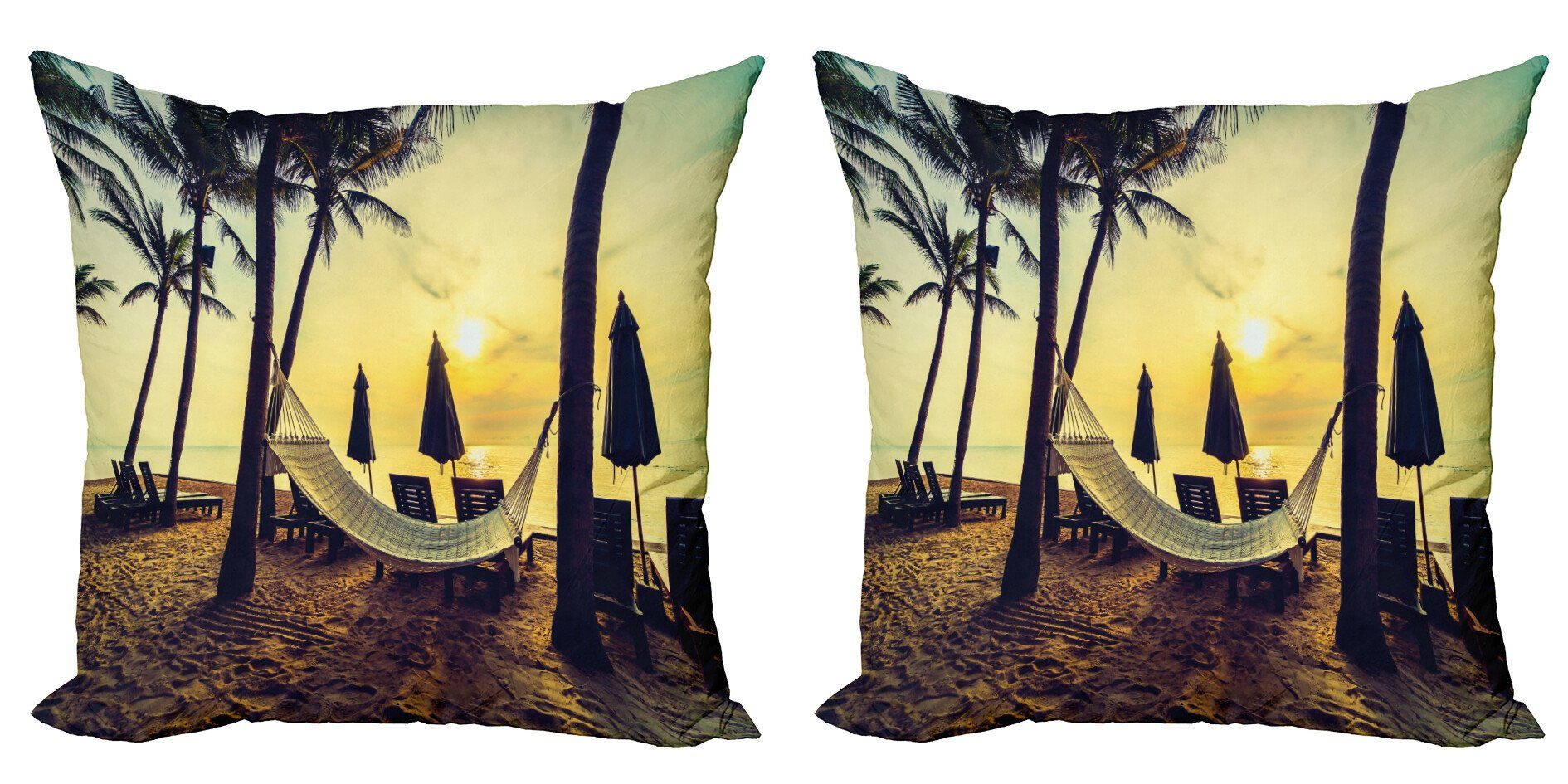 Accent Abakuhaus Strand Digitaldruck, Coconut exotische Kissenbezüge Doppelseitiger (2 Stück), Modern Palmen