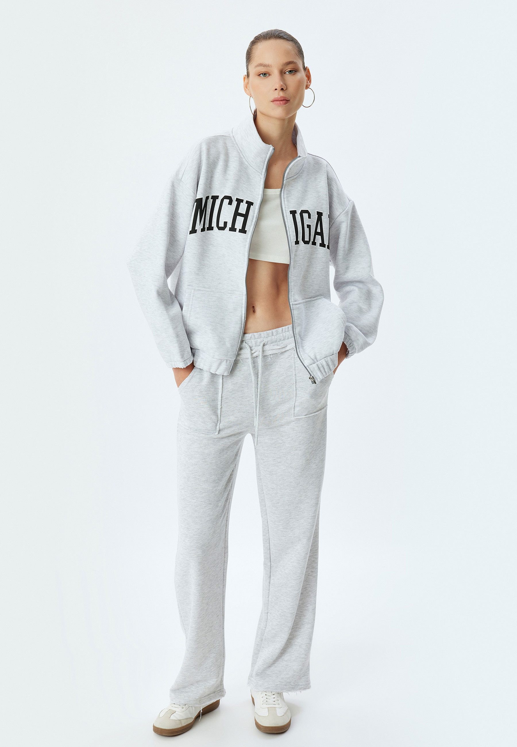 Koton Sweatshirt Vollreißverschluss Mit Aufdruck