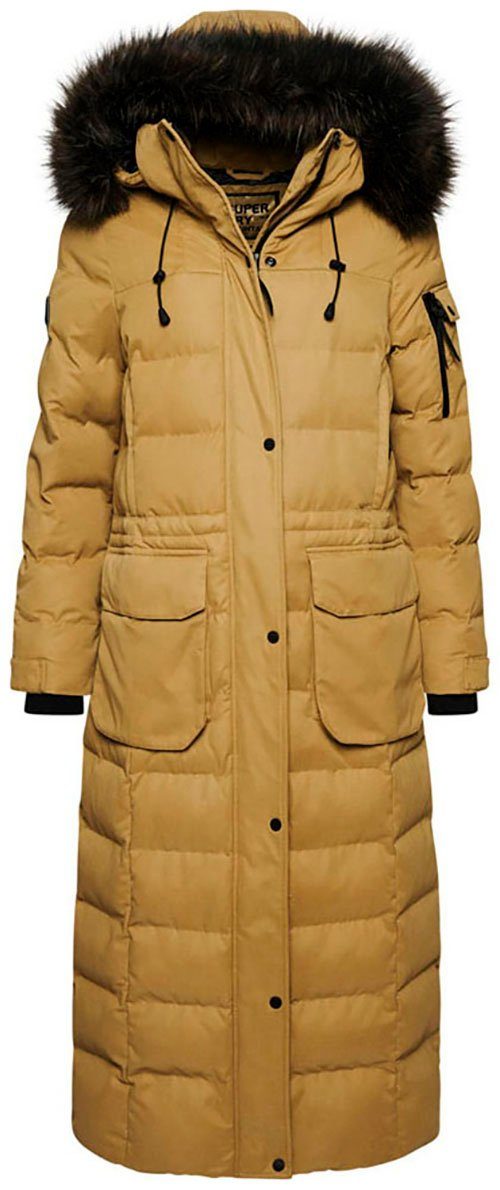 MF Tan FAUX HOODED FUR Brown PARKA Steppmantel Superdry Classic