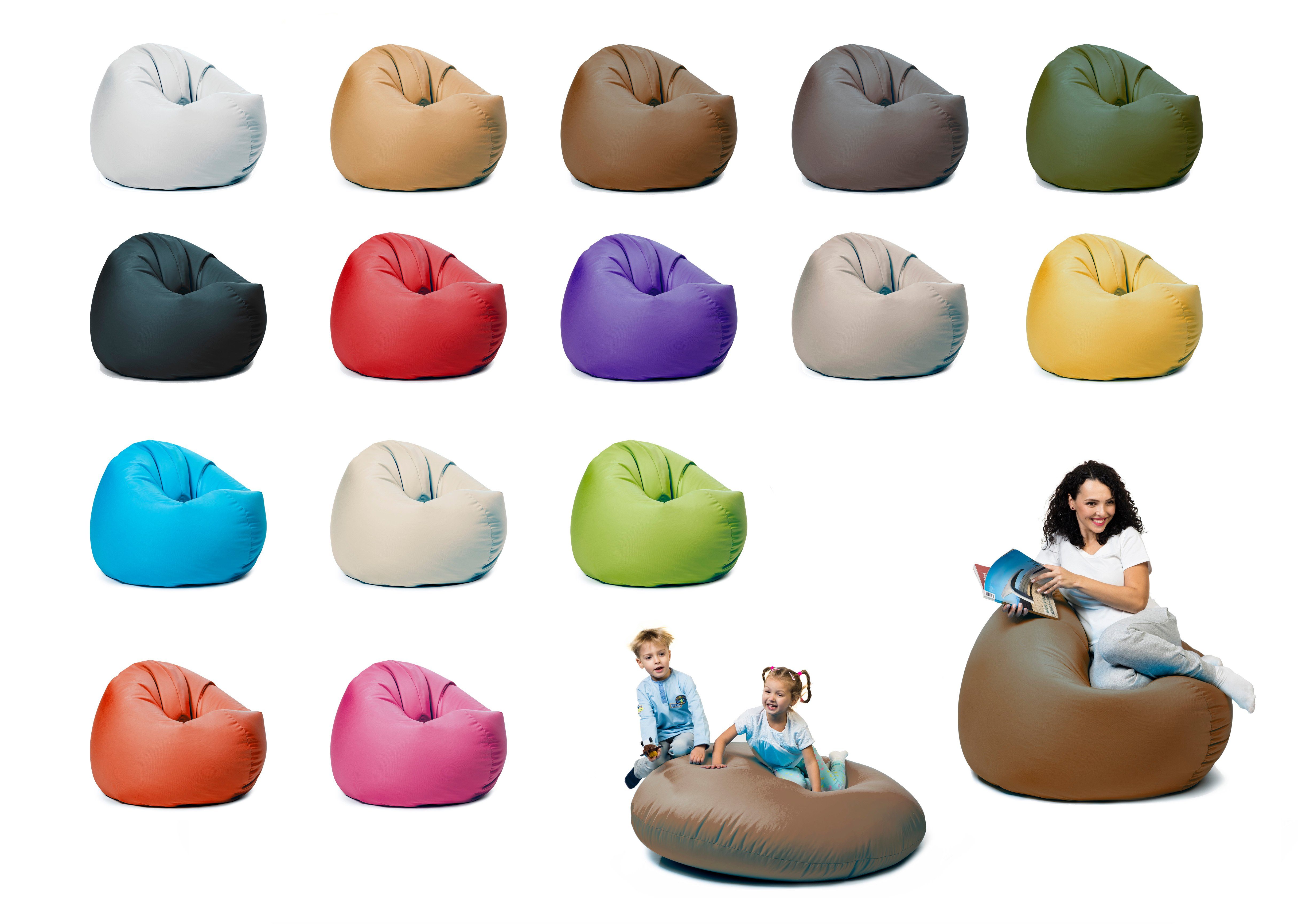 sunnypillow Sitzsack Braun für Füllung Kinder und Erwachsene Indoor Styropor & Outdoor mit